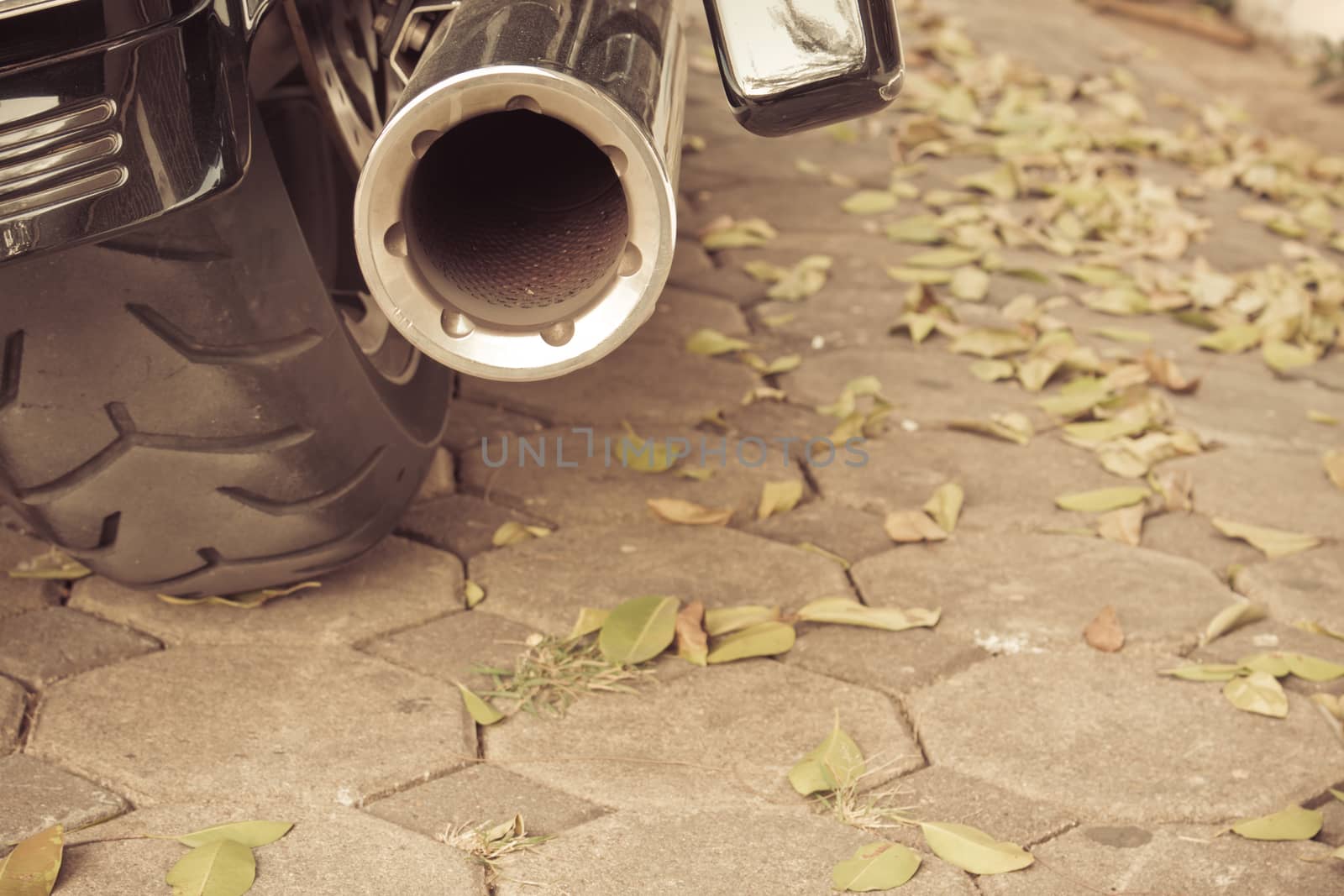 Motorcycle exhaust background sepia stlyle by worrayuth