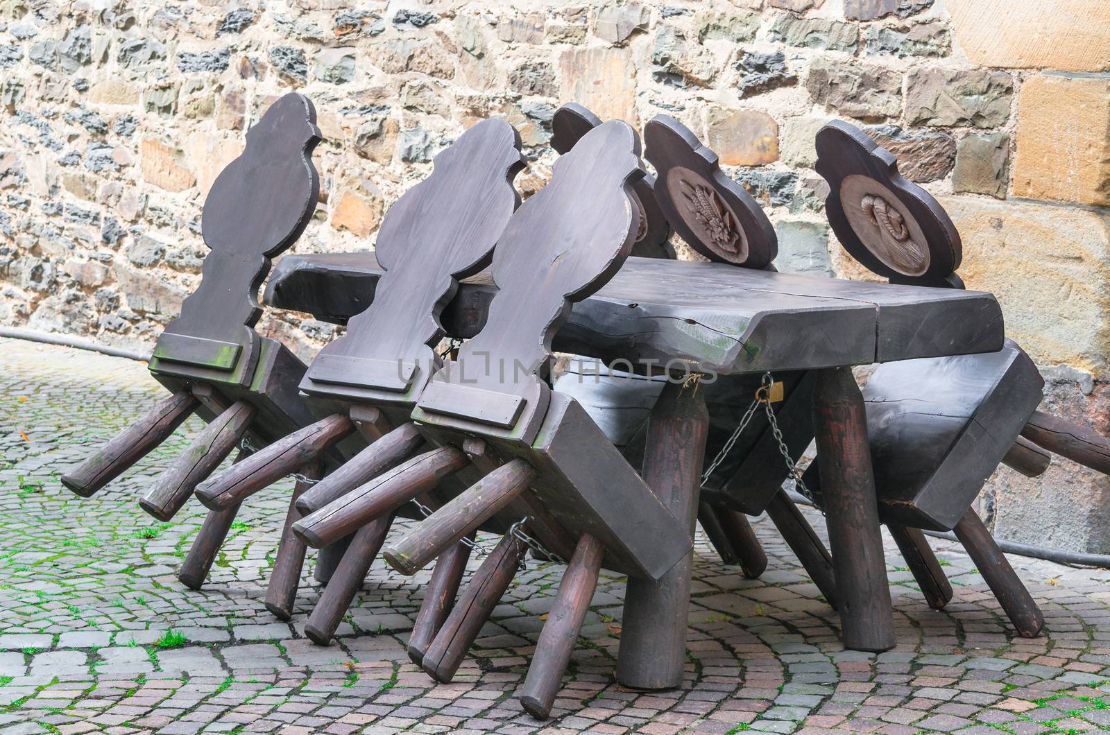 Massive wooden table and chairs by JFsPic