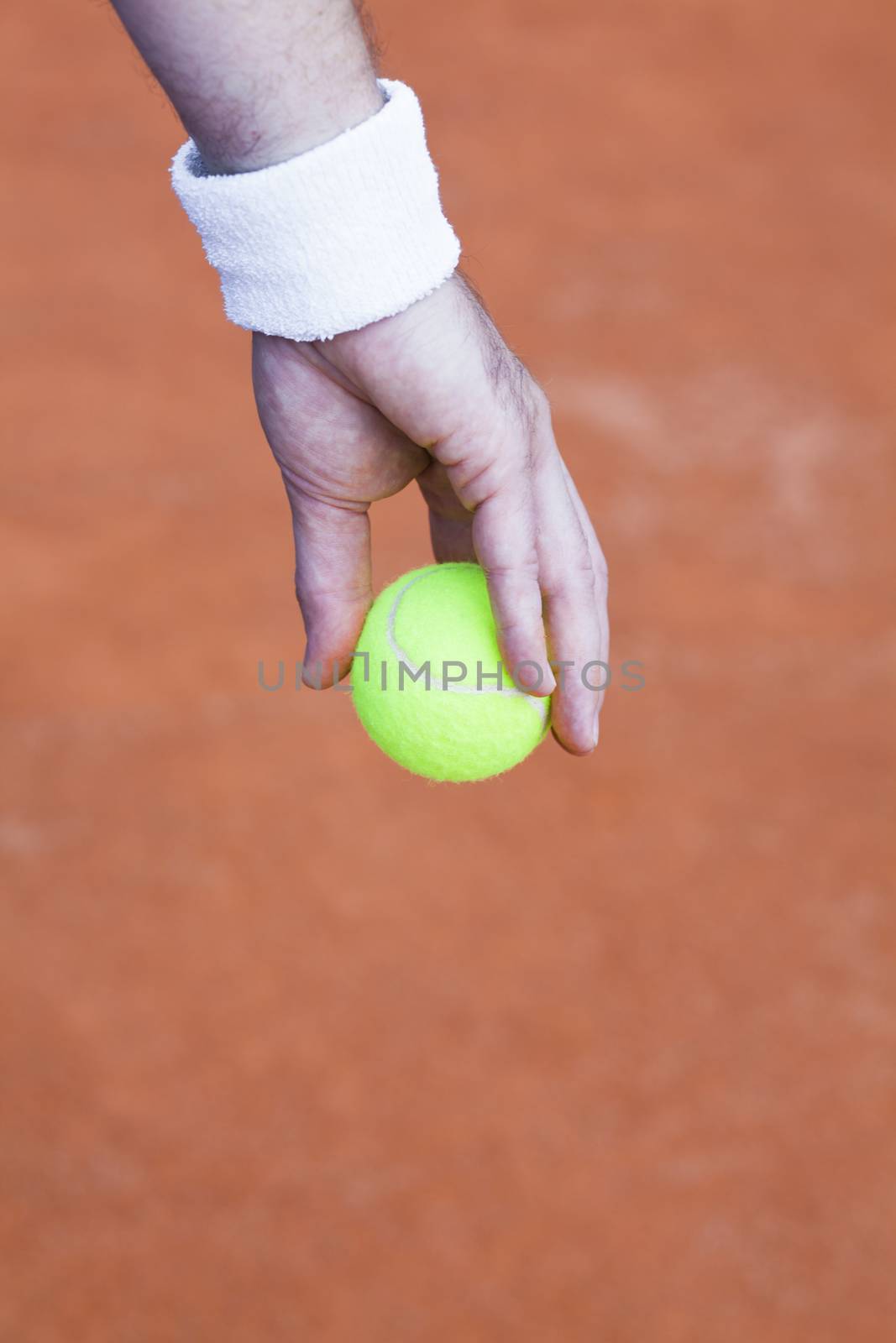 tennis background with tennis equipment on clay course