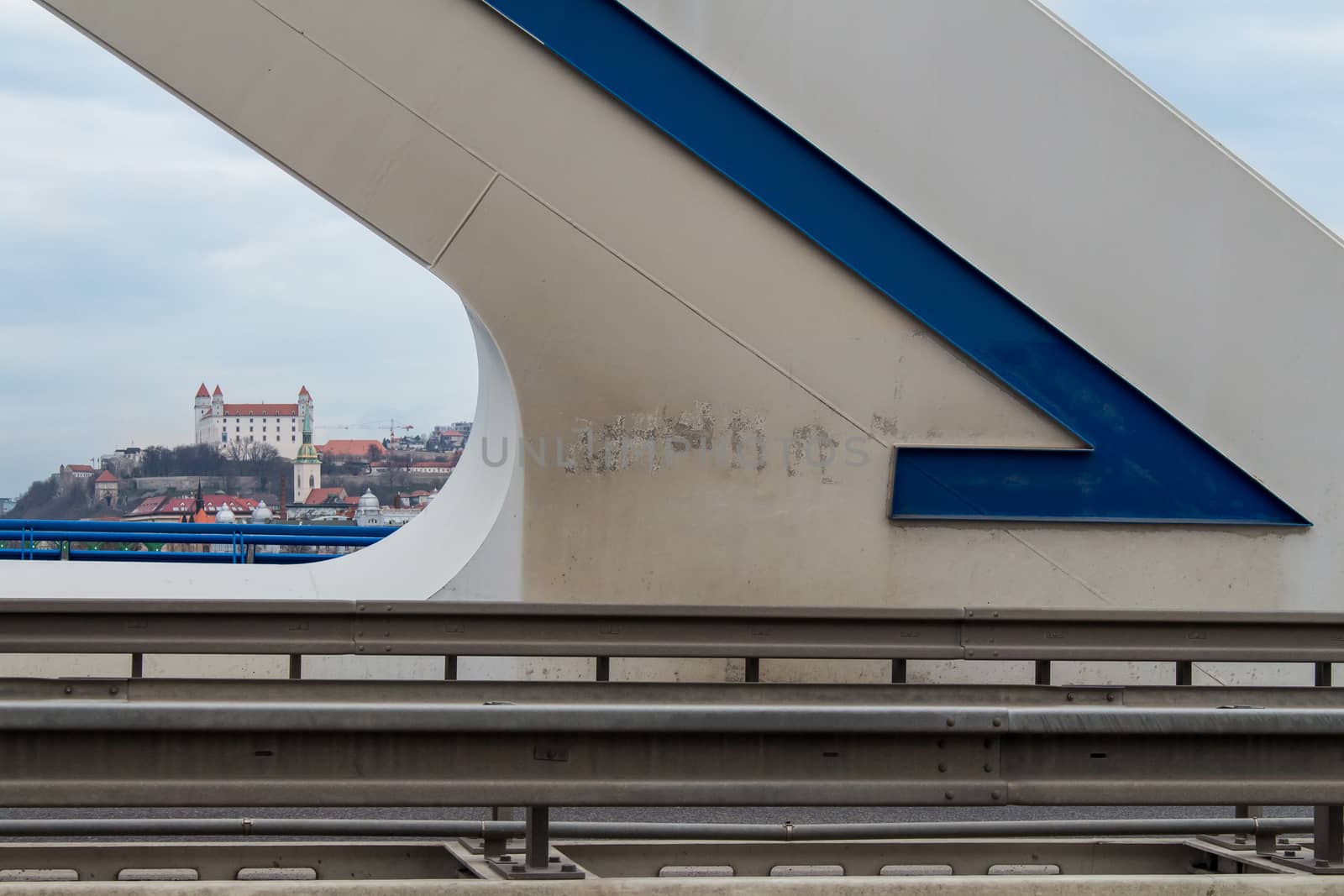 Details of a modern bridge, Bratislava, Slovakia by YassminPhoto