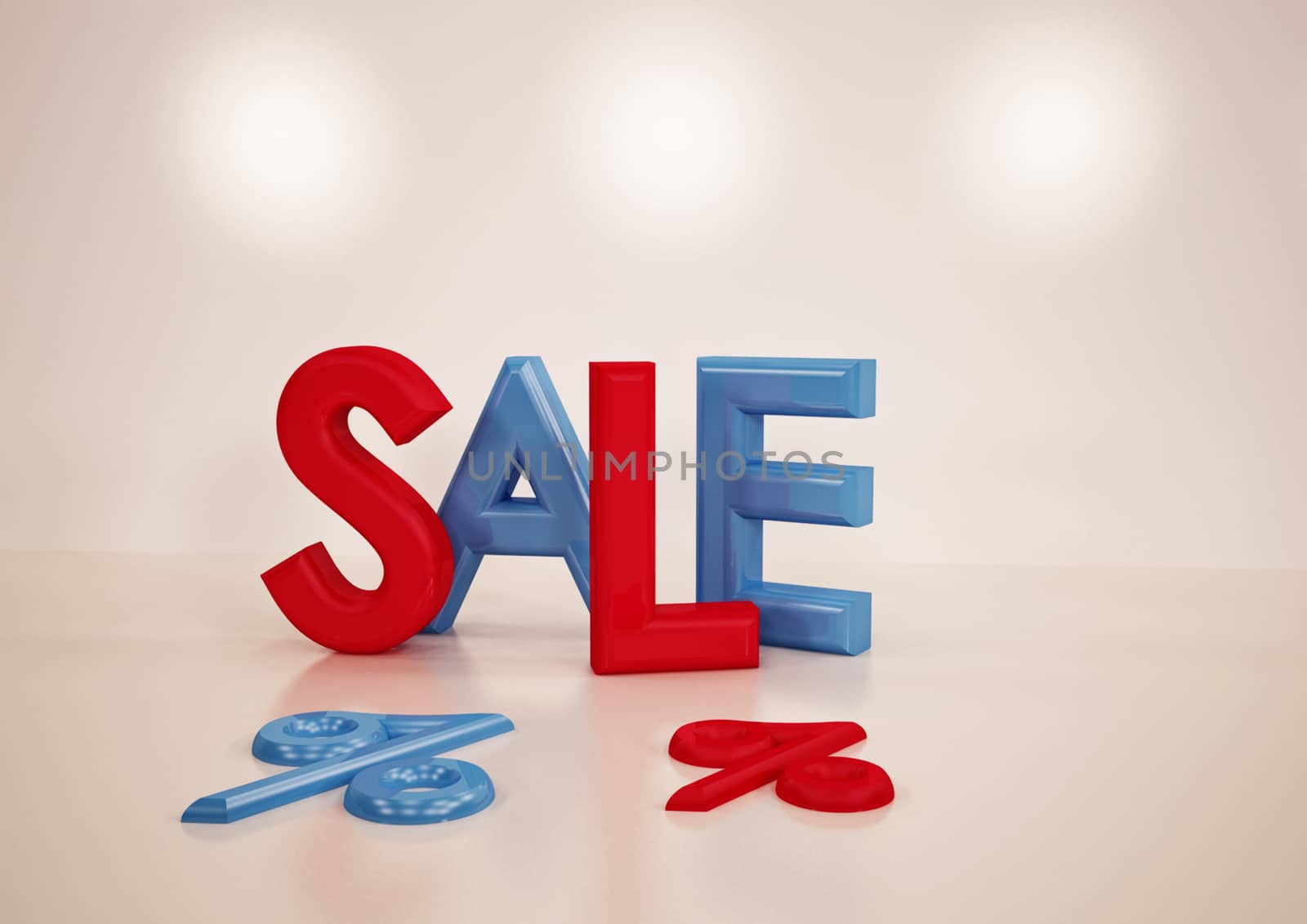 Dimensional inscription of SALE and percents near it.