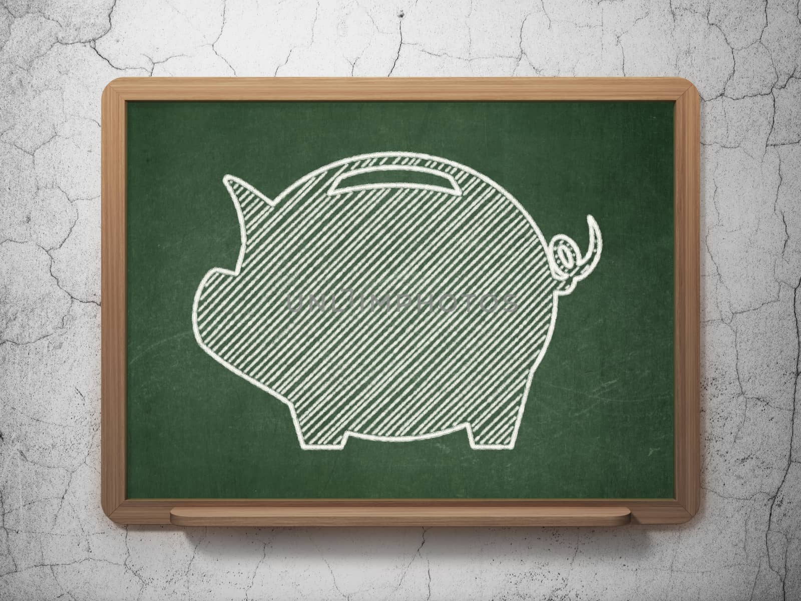 Banking concept: Money Box icon on Green chalkboard on grunge wall background