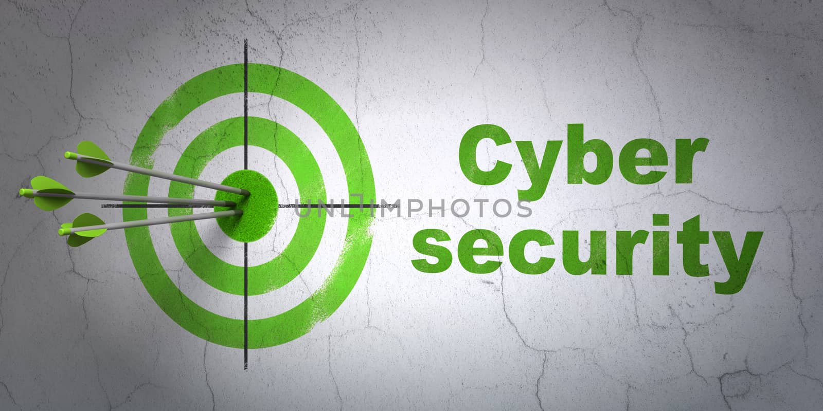 Protection concept: target and Cyber Security on wall background by maxkabakov