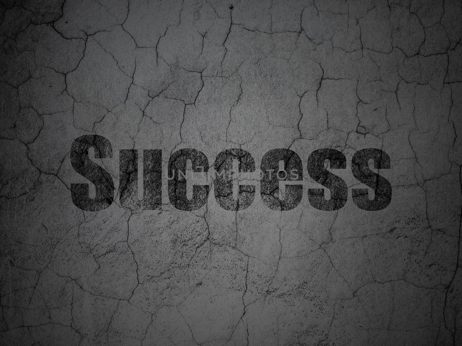 Business concept: Black Success on grunge textured concrete wall background