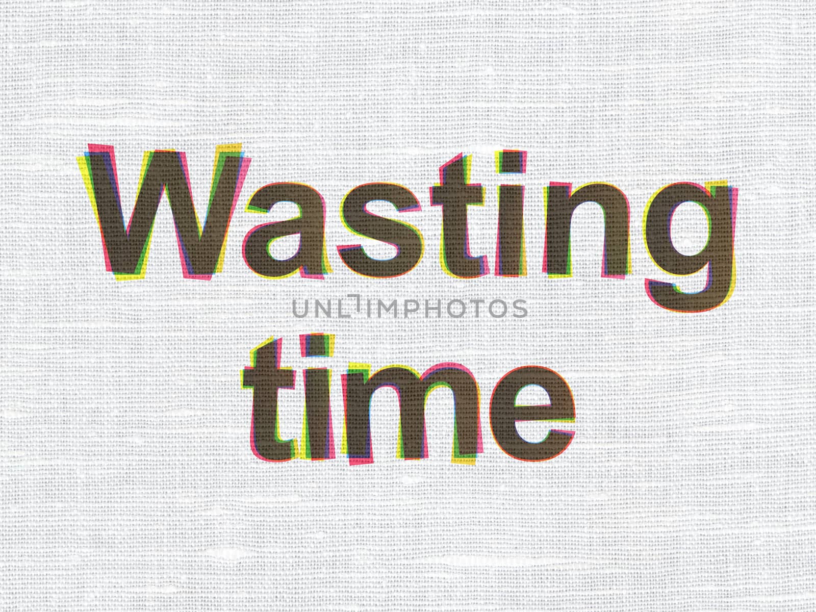Timeline concept: CMYK Wasting Time on linen fabric texture background