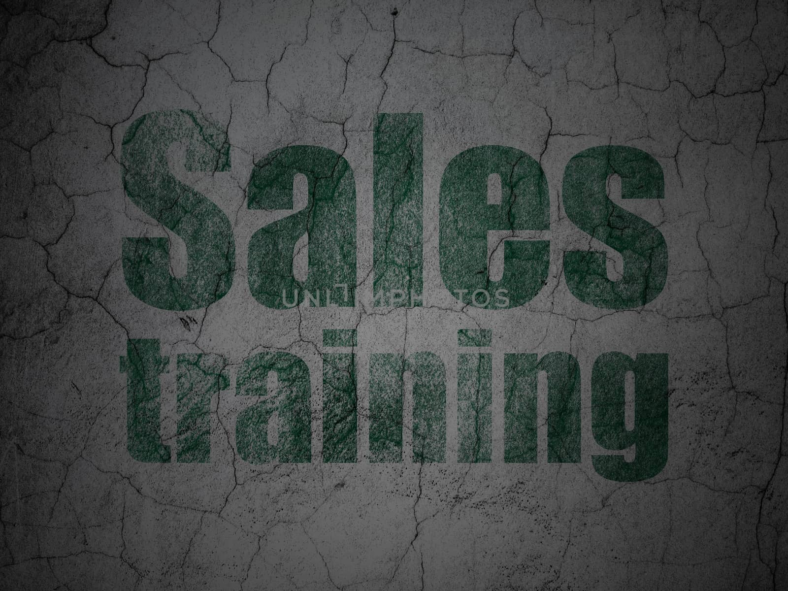 Advertising concept: Green Sales Training on grunge textured concrete wall background