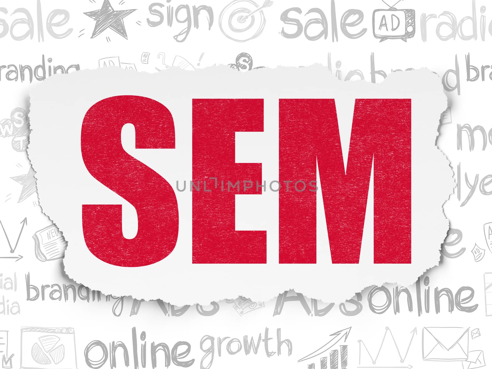 Advertising concept: SEM on Torn Paper background by maxkabakov