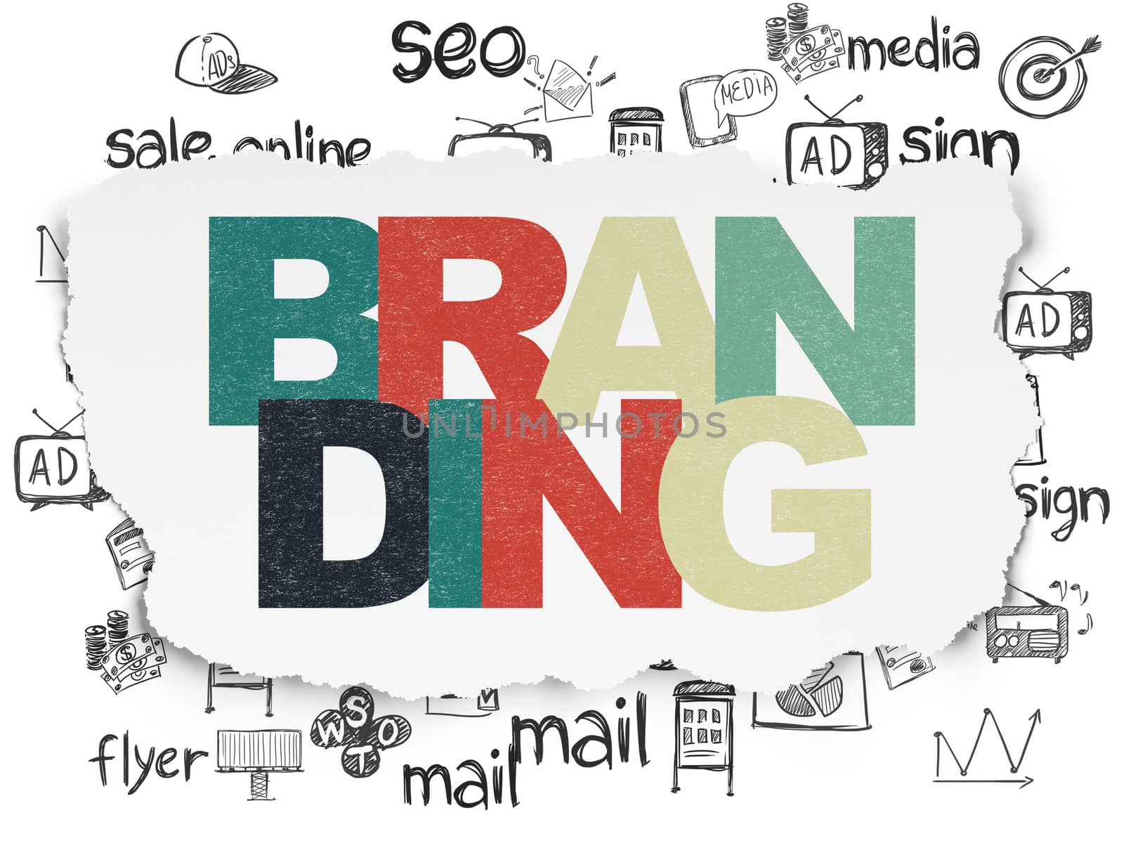Marketing concept: Branding on Torn Paper background by maxkabakov