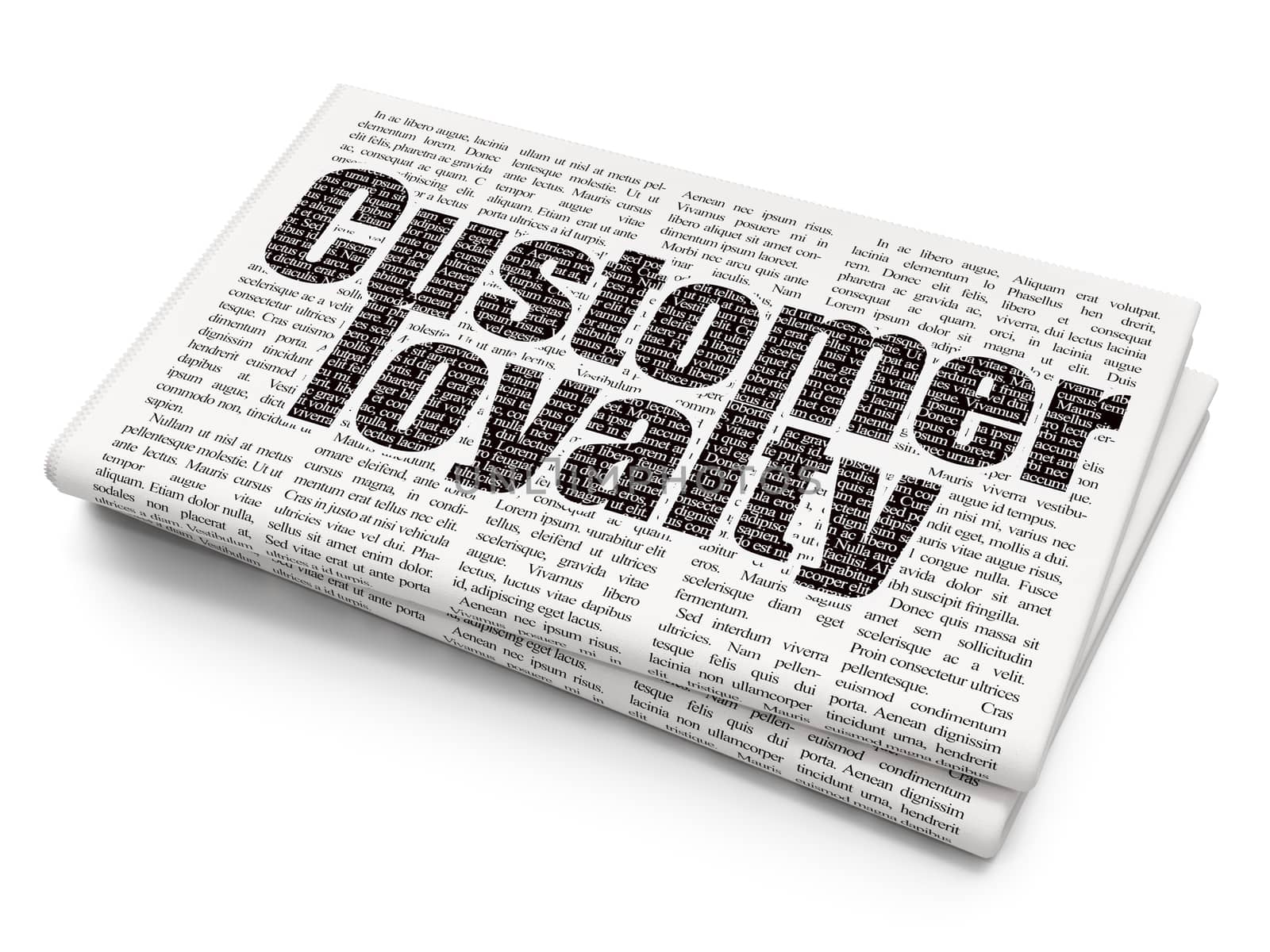 Marketing concept: Pixelated black text Customer Loyalty on Newspaper background
