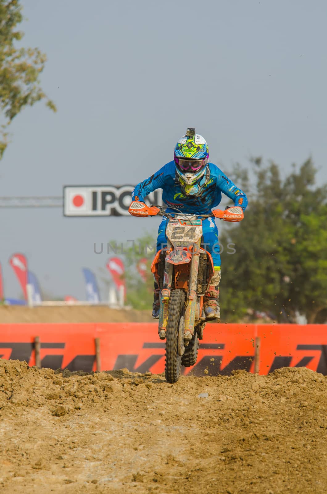 SUPHANBURI - MARCH 06 : Shaun Simpson #24 with KTM Motorcycle in competes during the FIM MXGP Motocross Wolrd Championship Grand Prix of Thailand 2016 on March 06, 2016 in Suphanburi, Thailand.