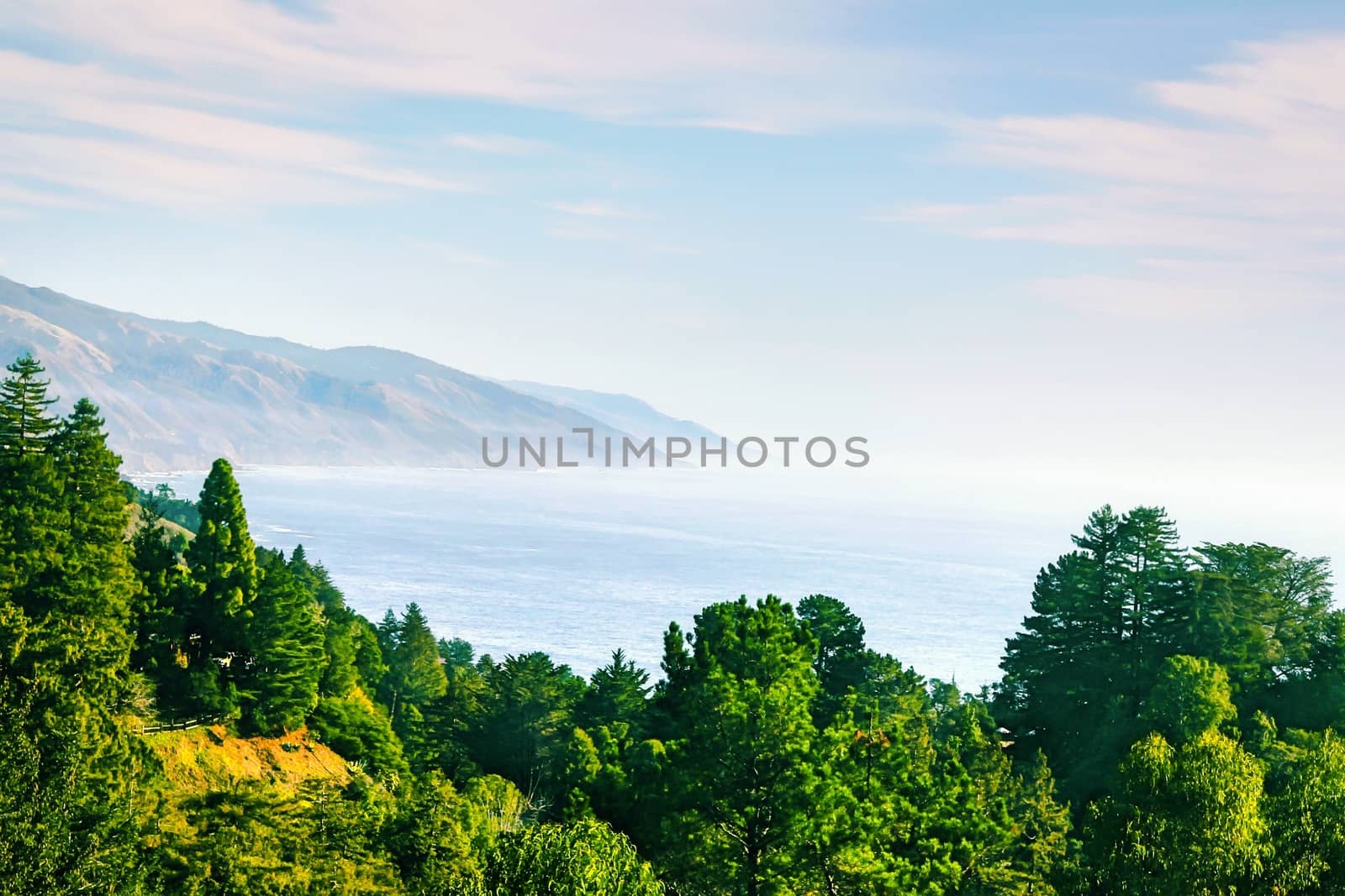 at highway 1, Big Sur, California, USA with cloudy blue sky by Timmi