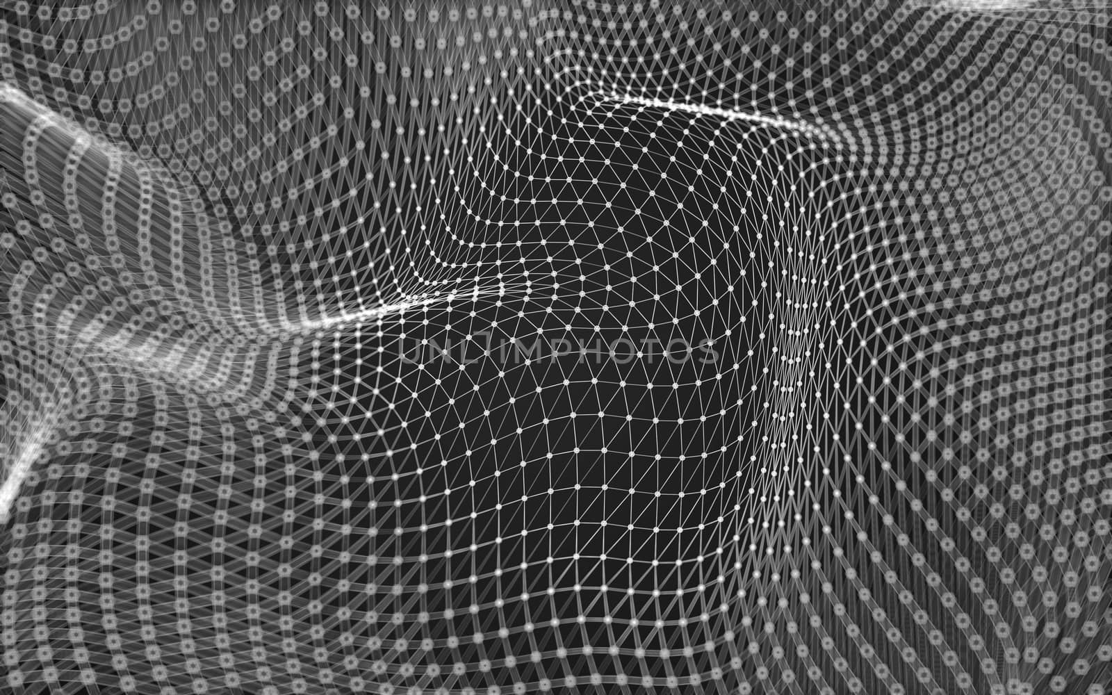 Abstract polygonal space low poly dark background with connecting dots and lines. Connection structure.