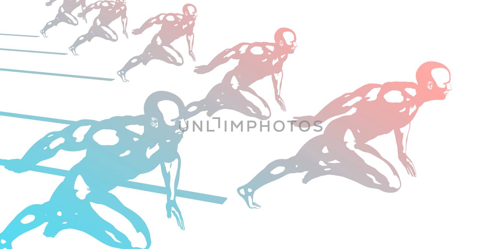 Cardio Workout with Athletes Running Fast Abstract