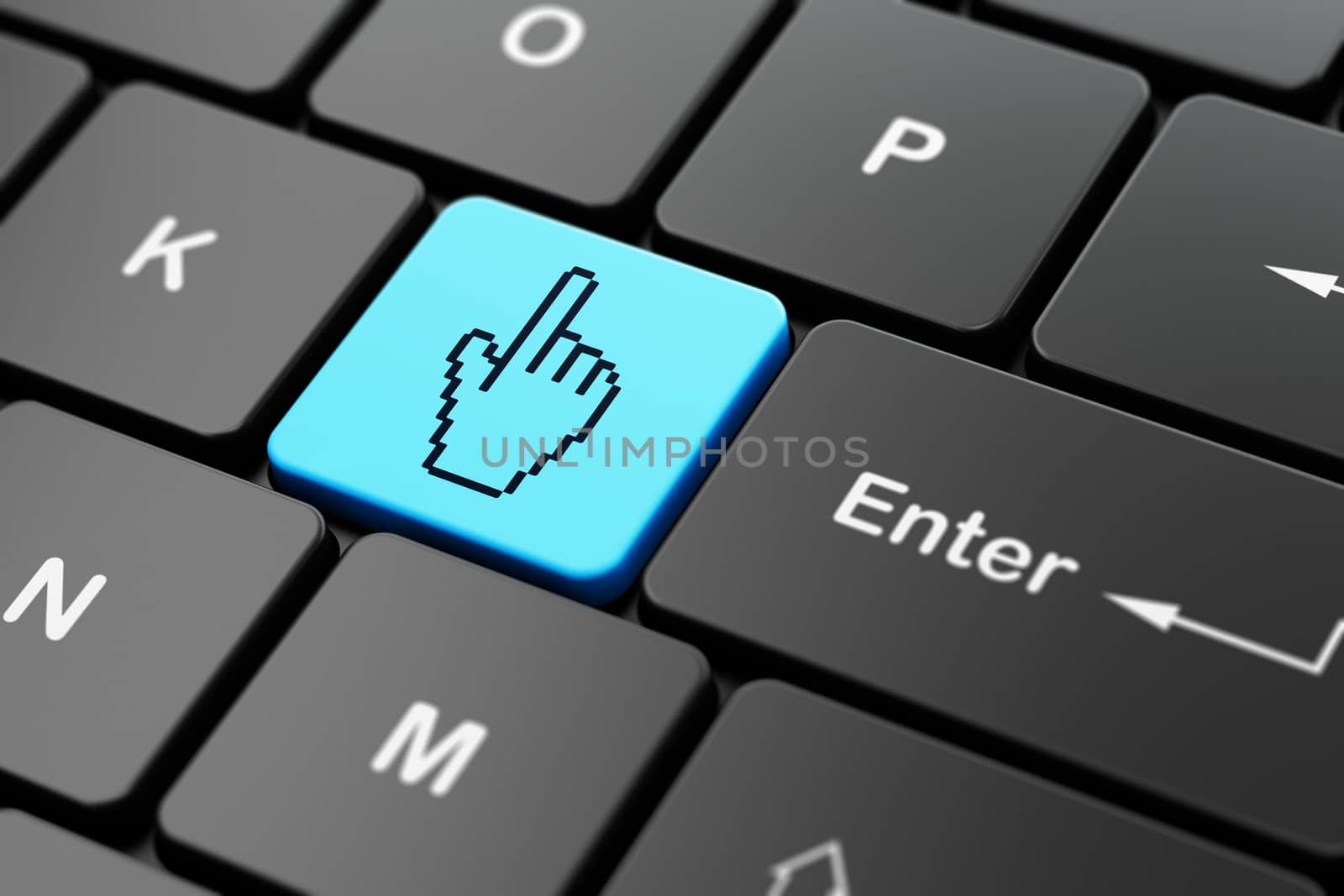 Social media concept: Mouse Cursor on computer keyboard background by maxkabakov