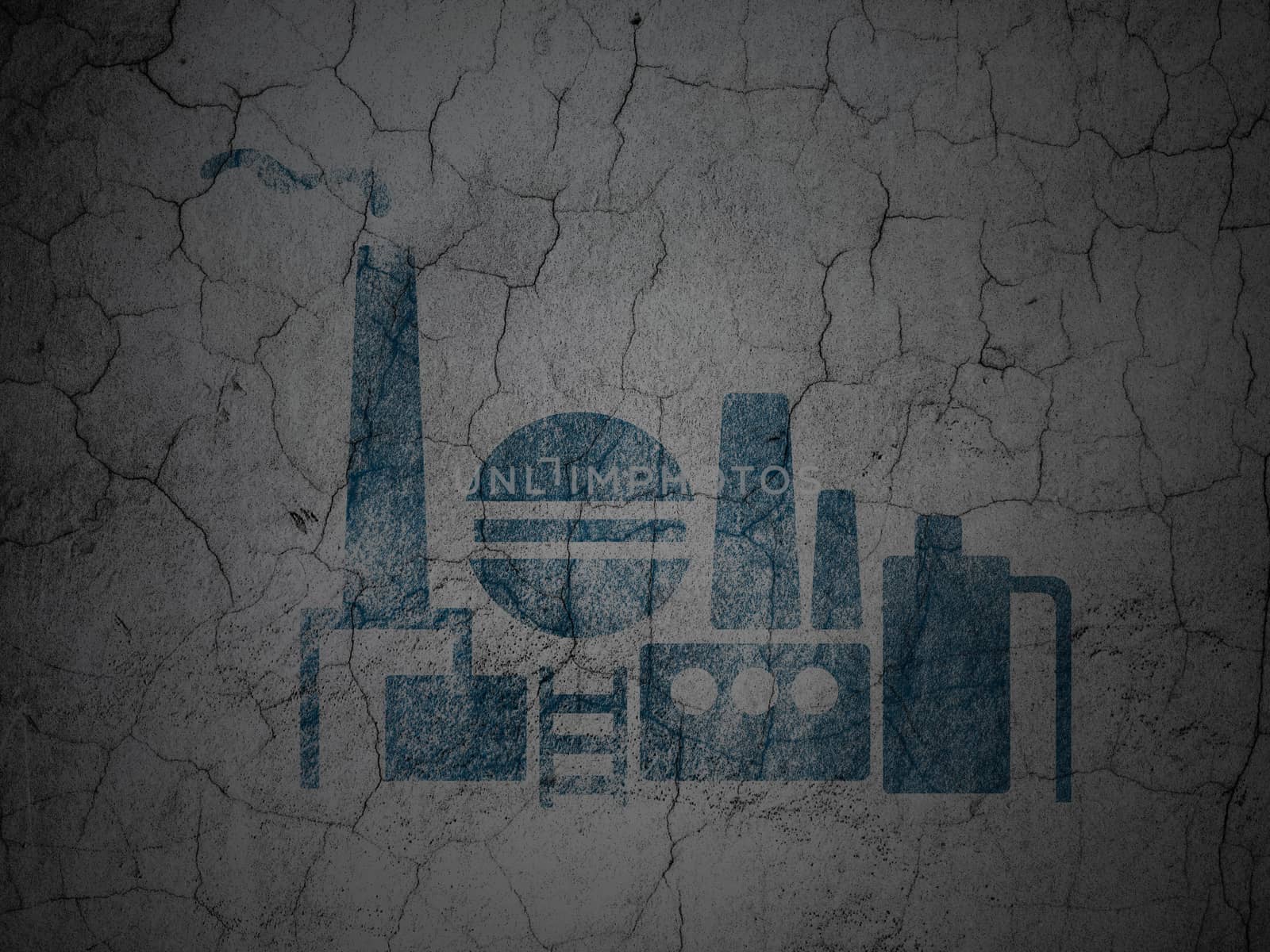 Industry concept: Blue Oil And Gas Indusry on grunge textured concrete wall background