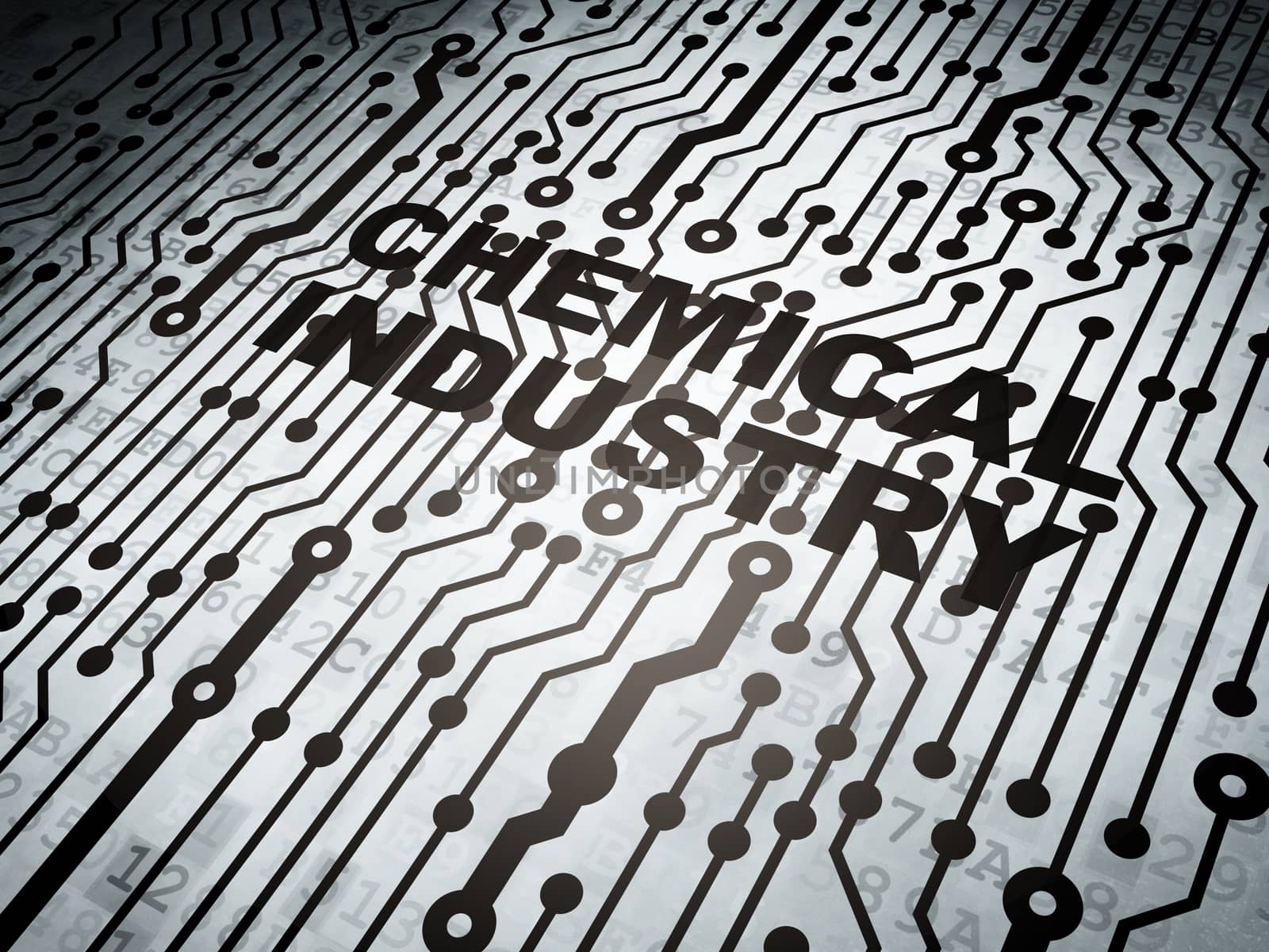 Manufacuring concept: circuit board with  word Chemical Industry, 3d render