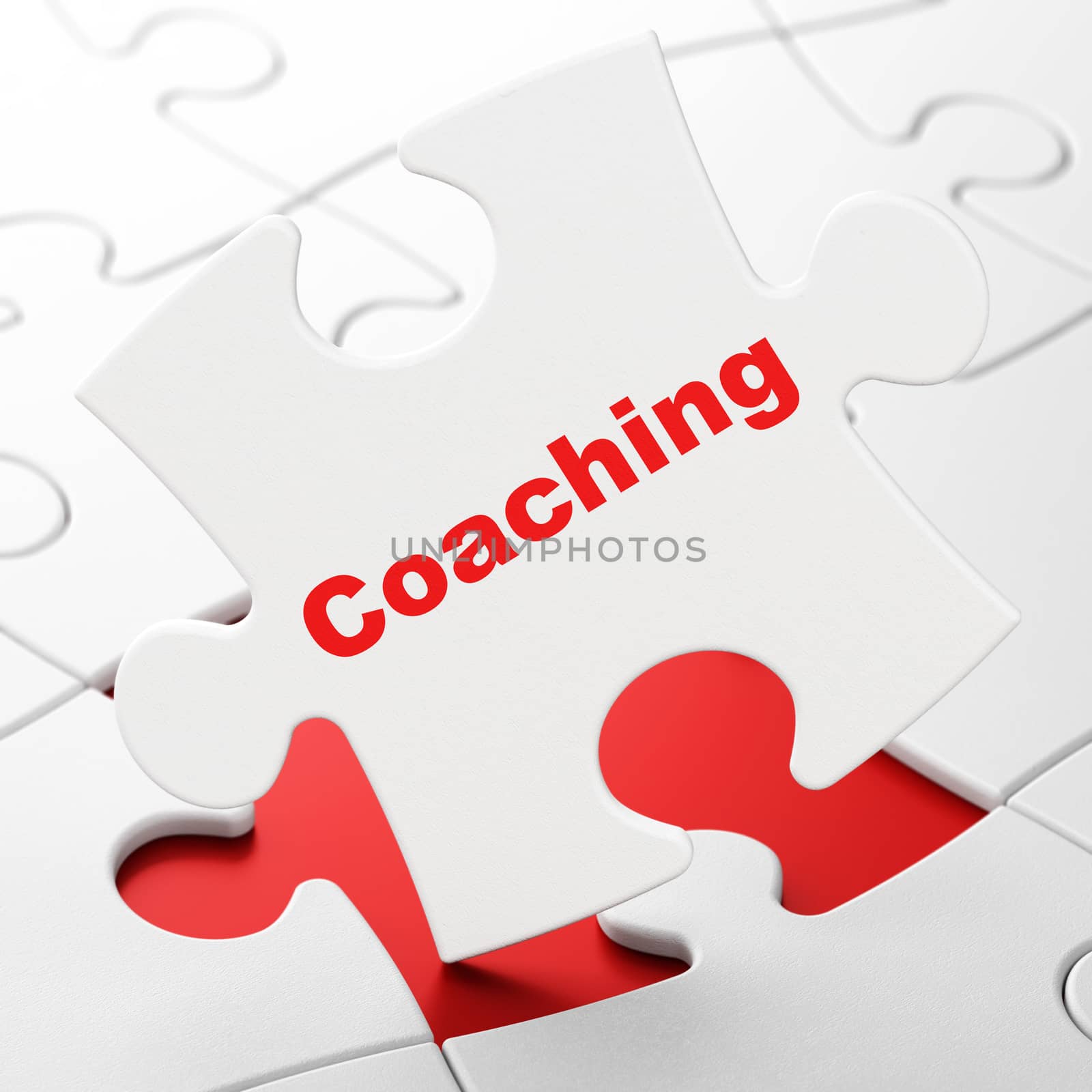 Learning concept: Coaching on puzzle background by maxkabakov