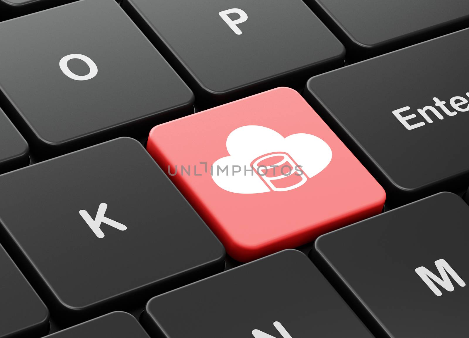 Cloud technology concept: Database With Cloud on computer keyboard background by maxkabakov