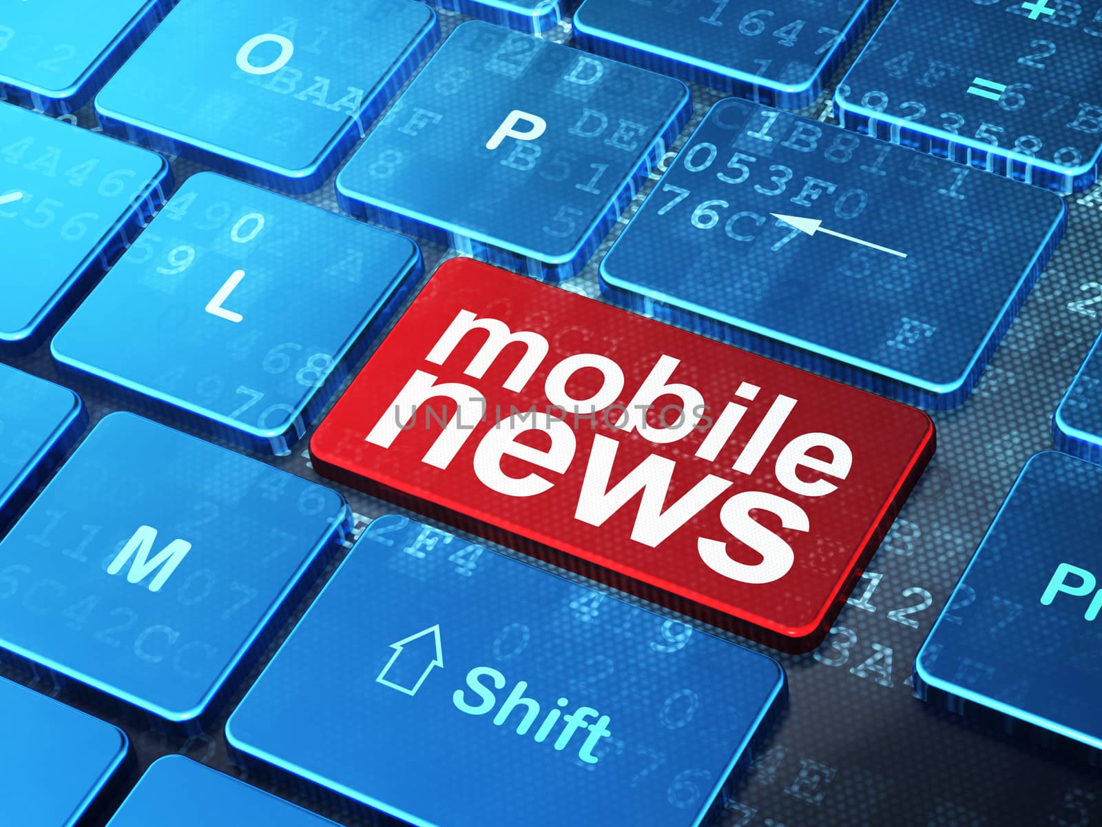 News concept: Mobile News on computer keyboard background by maxkabakov