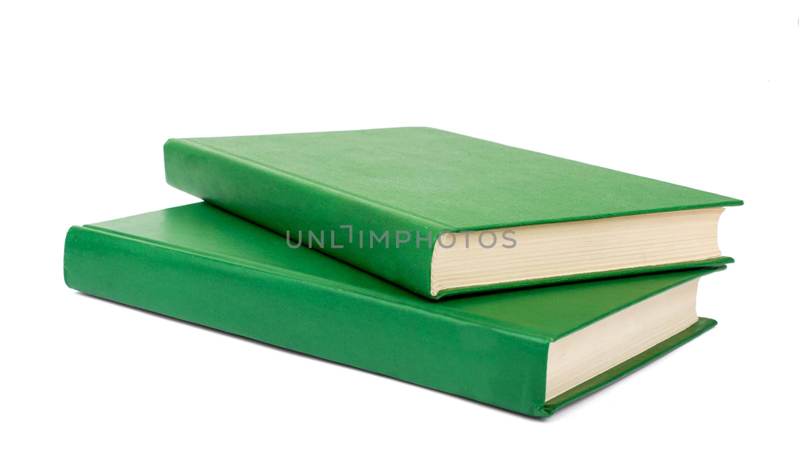 Two books isolated on white background, closeup
