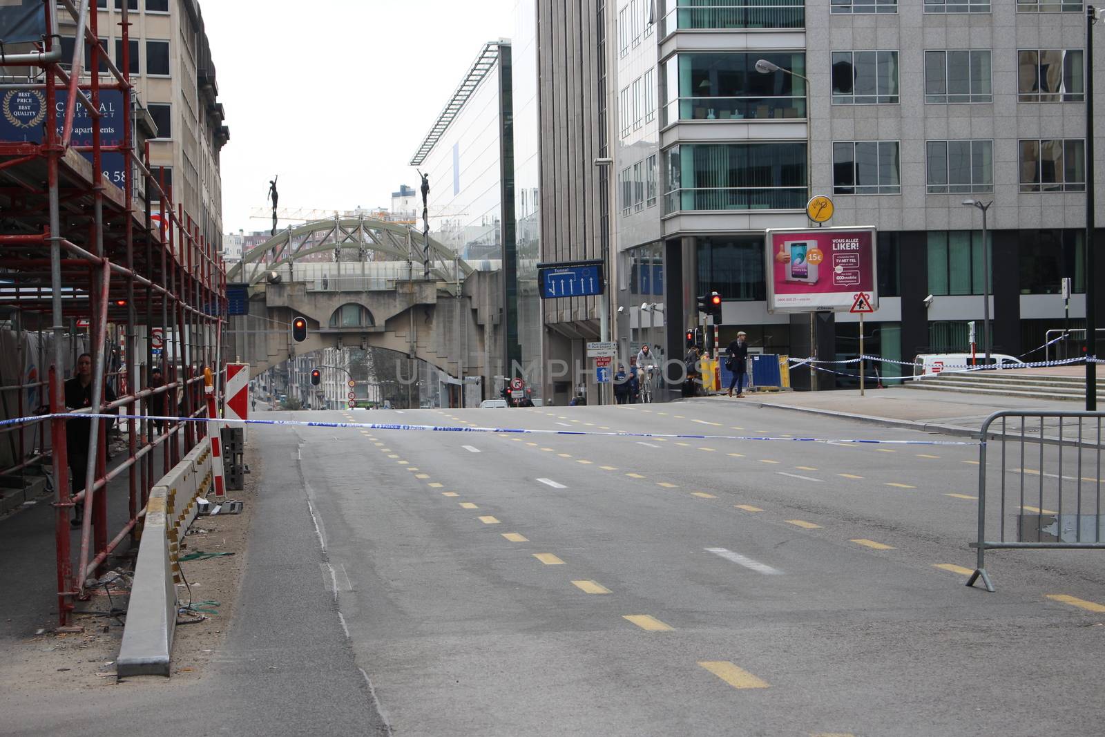 BELGIUM, Brussels: With Brussels, Belgium on high alert, the streets are desolate following the deadly attacks at Maelbeek metro station and Zaventem airport on March 22, 2016. The attacks, at least one of which was carried out by a suicide bomber, left at least 30 dead, and scores more injured.