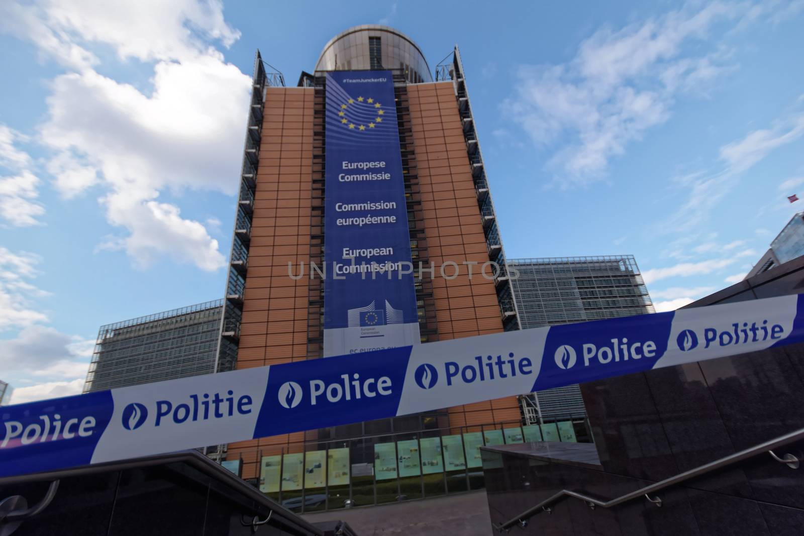 BELGIUM, Brussels: A police cordon is seen outside the European commission in Brussels on March 22, 2016 after the attacks that hit the Belgian city that same day.