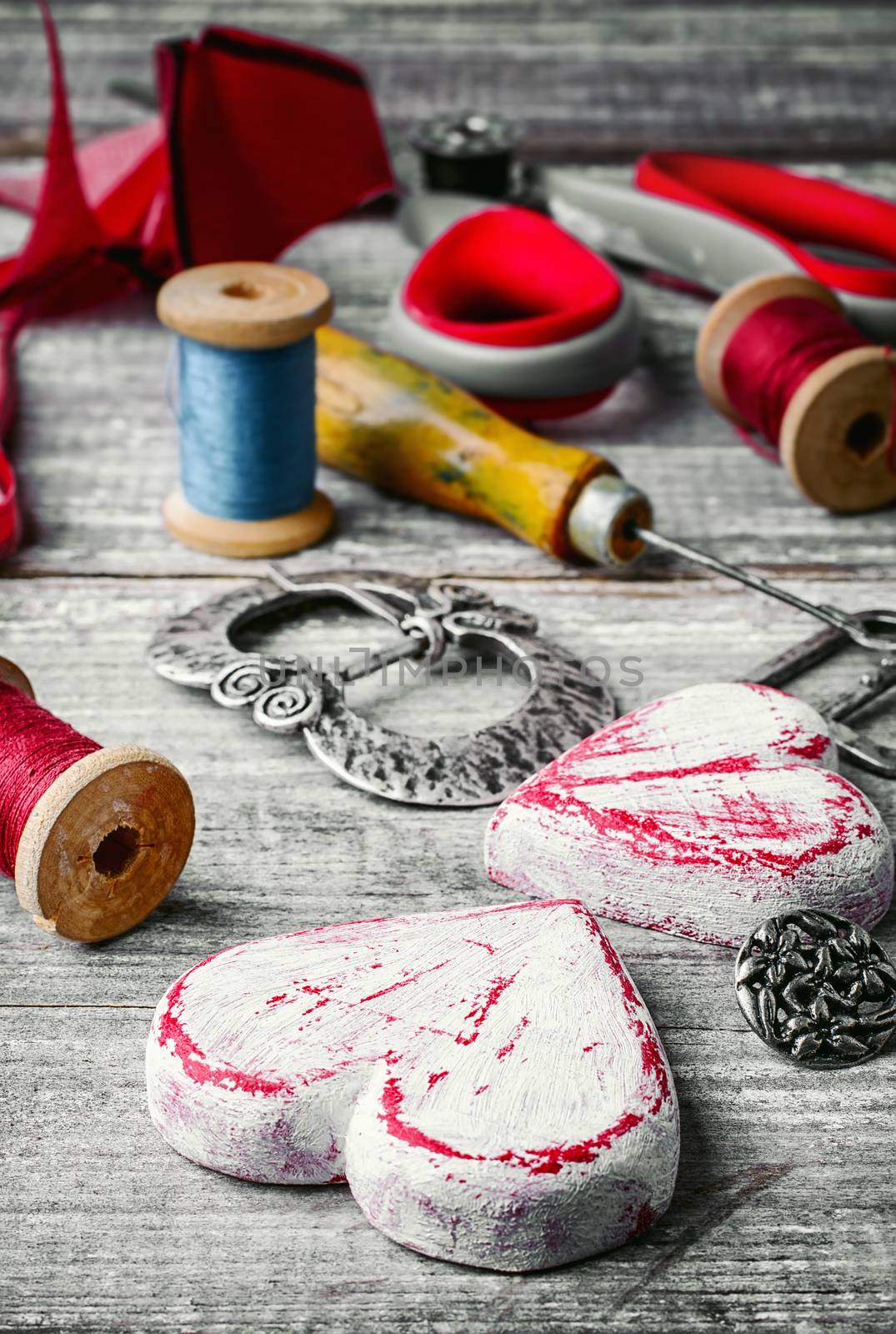 Sewing tool for needlework and leather scraps