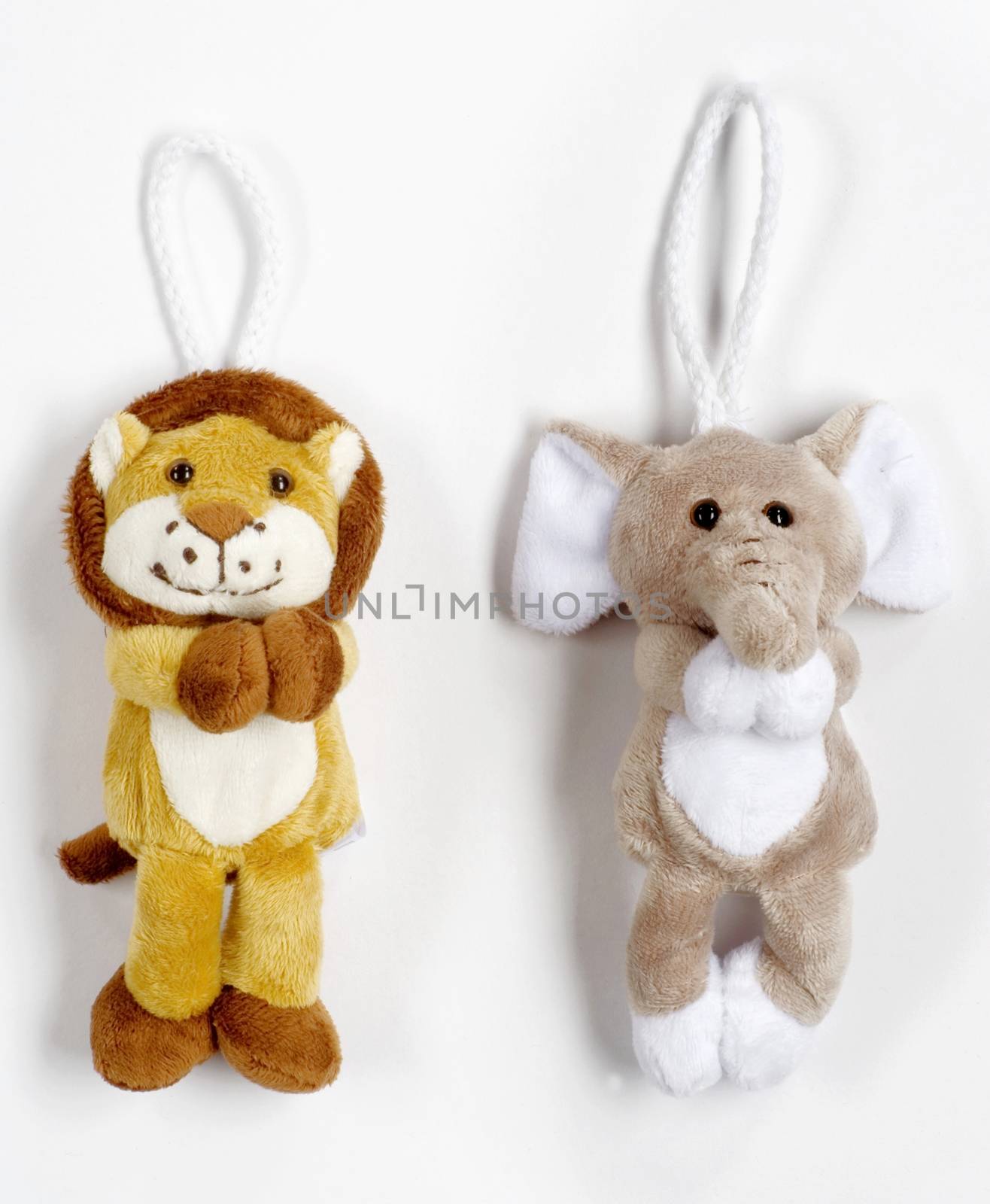 Cute plush animals - elephant and lion