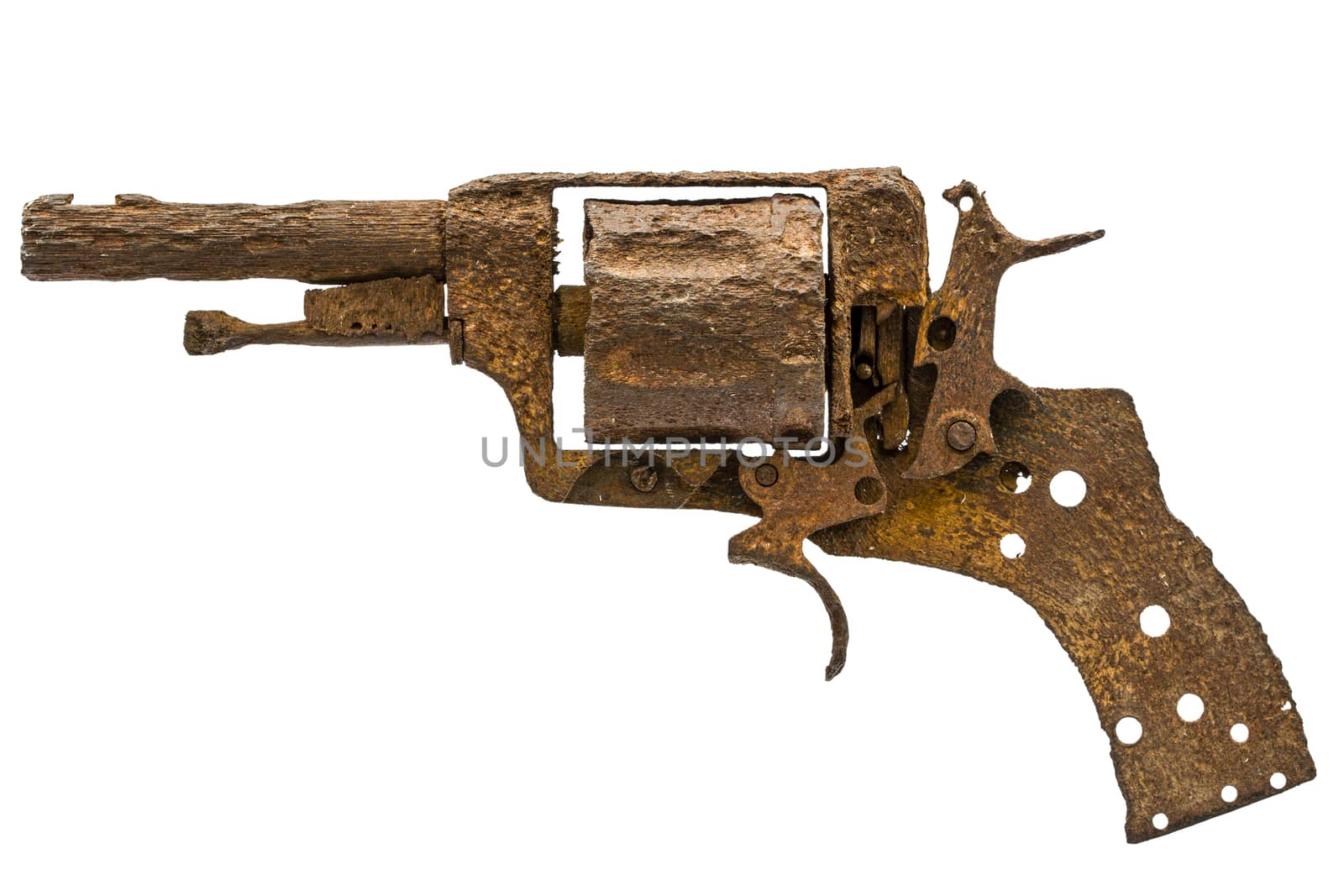 Old rusty pistol, Isolated on white background by kostiuchenko