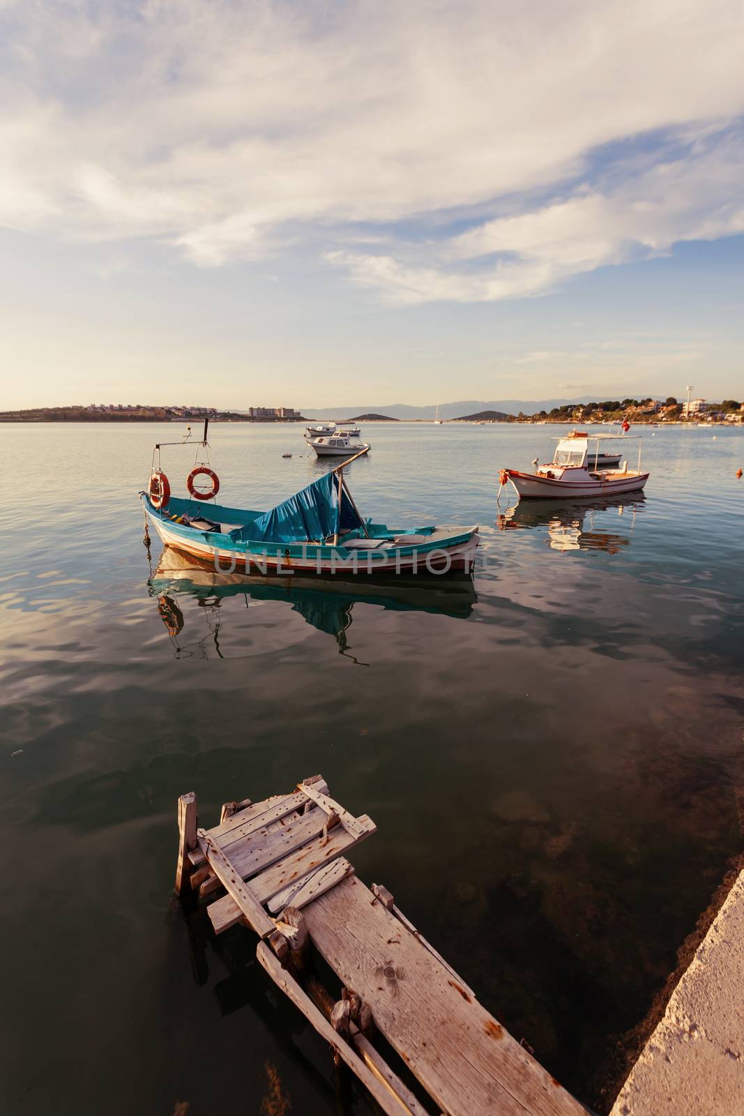 Boats Moored at Ayvalik by Creatista