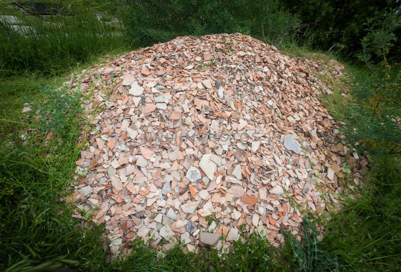 Discarded shards of pottery at archeological dig in Alexandrian Troas