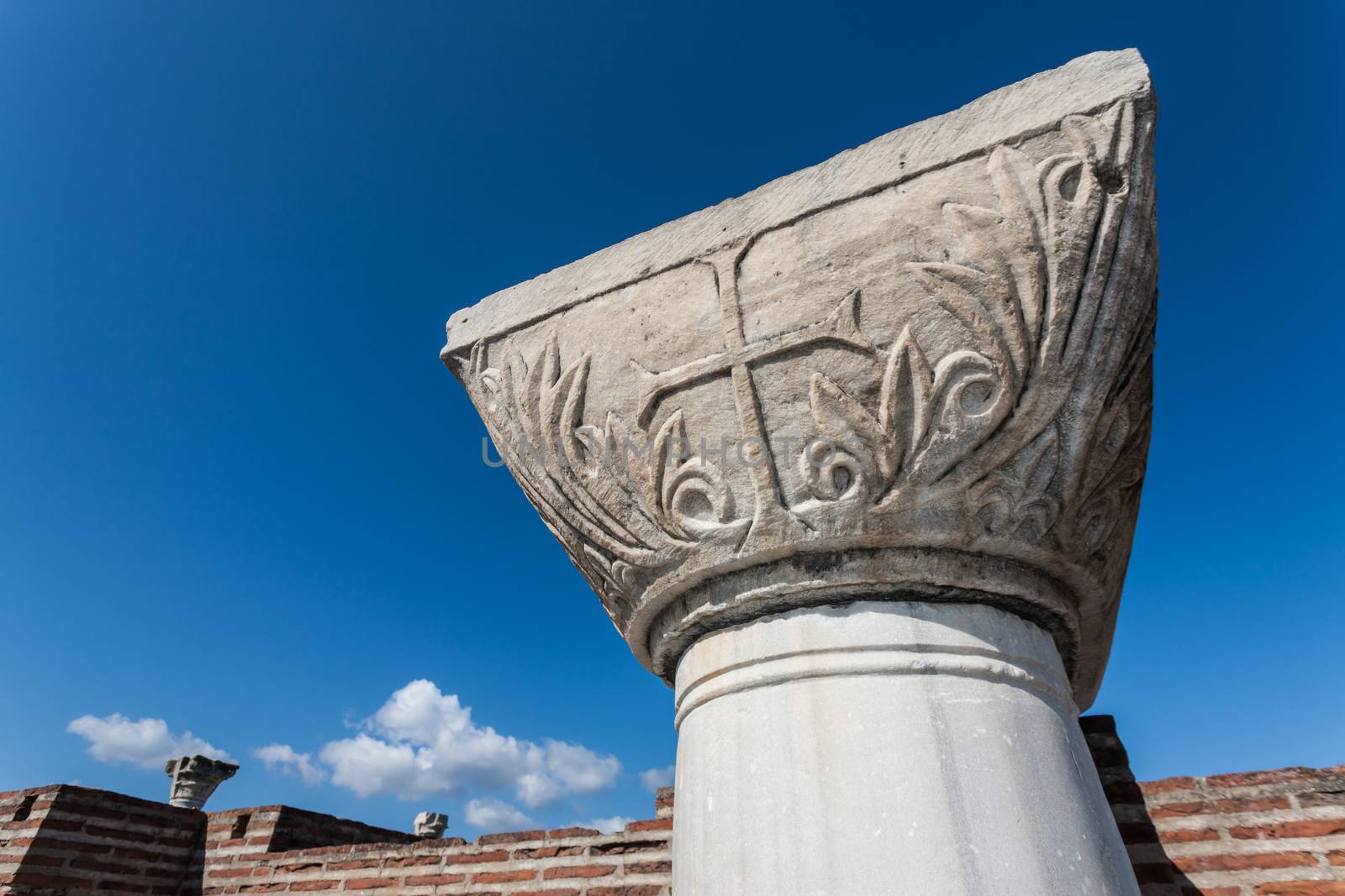 Christian Cross on Column Header in Selcuk Ruins by Creatista