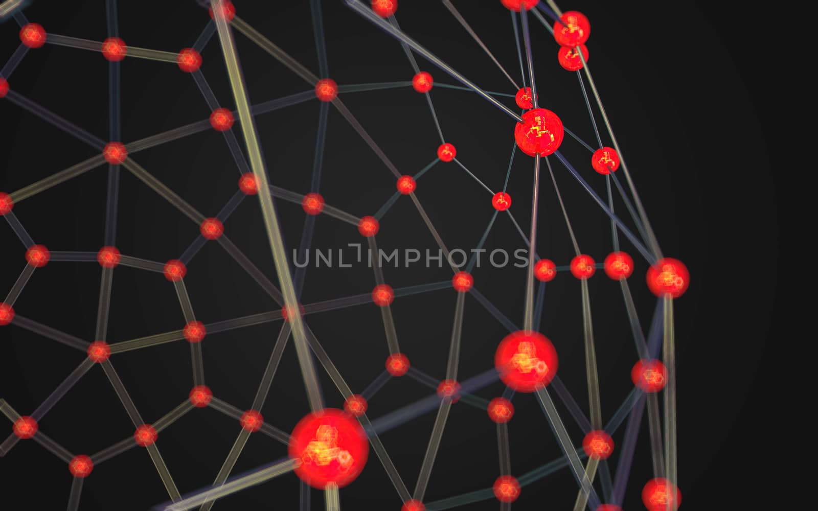 Abstract polygonal space low poly dark background with connecting dots and lines. Connection structure.