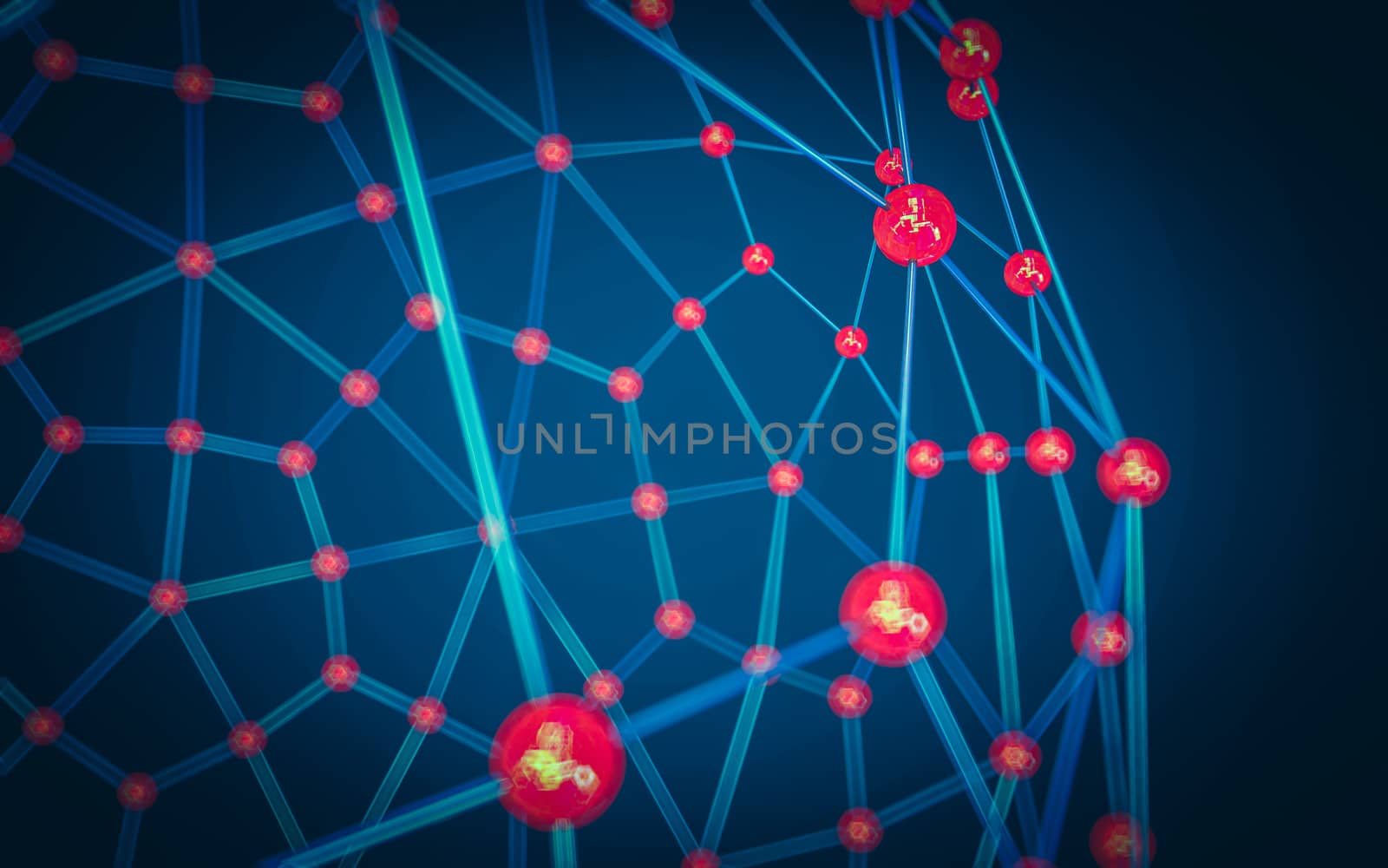 Abstract polygonal space low poly dark background with connecting dots and lines. Connection structure.