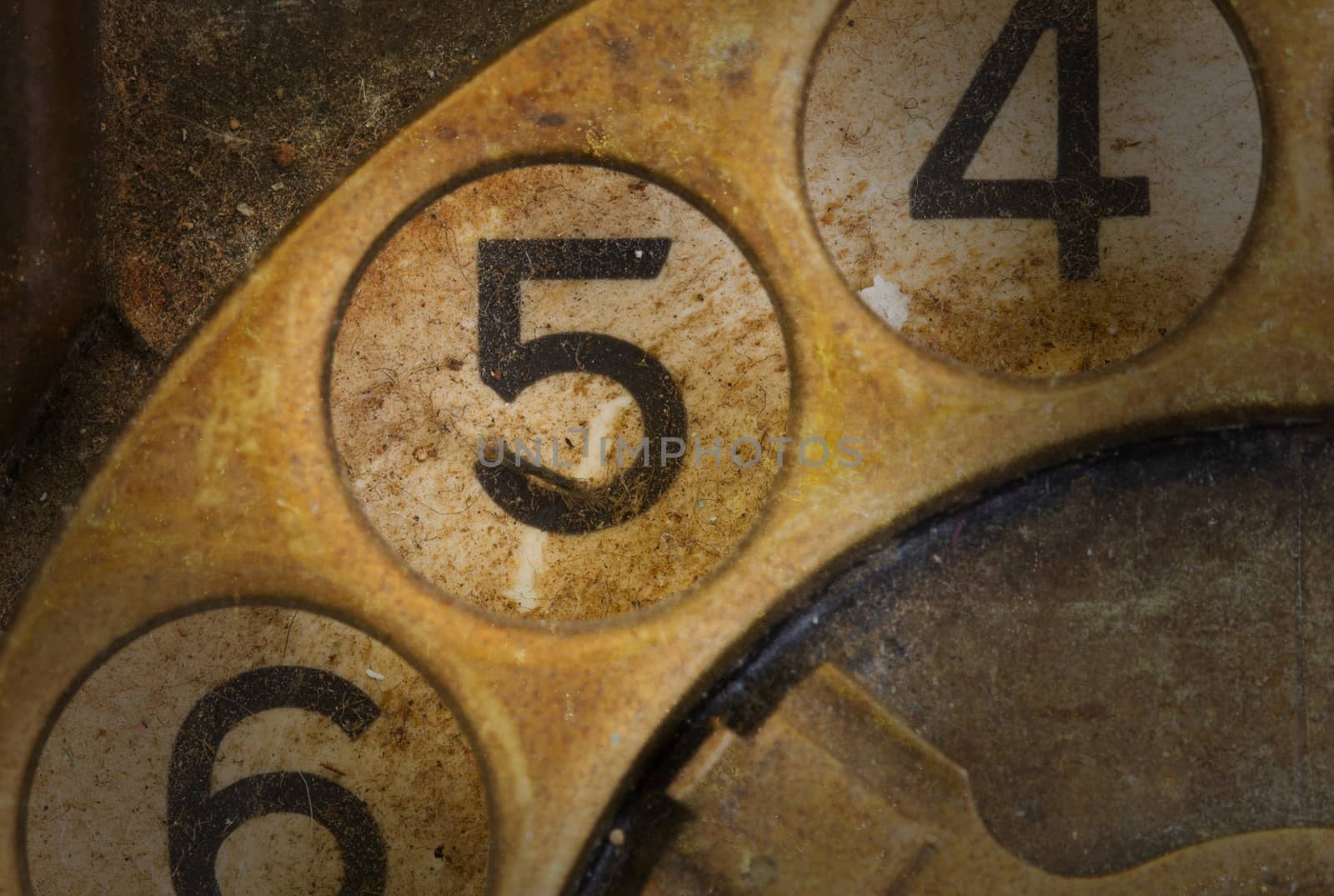 Close up of Vintage phone dial, dirty and scratched - 5