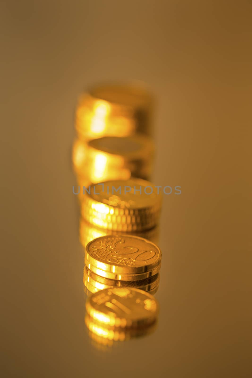 Euro coins saving on white background France
