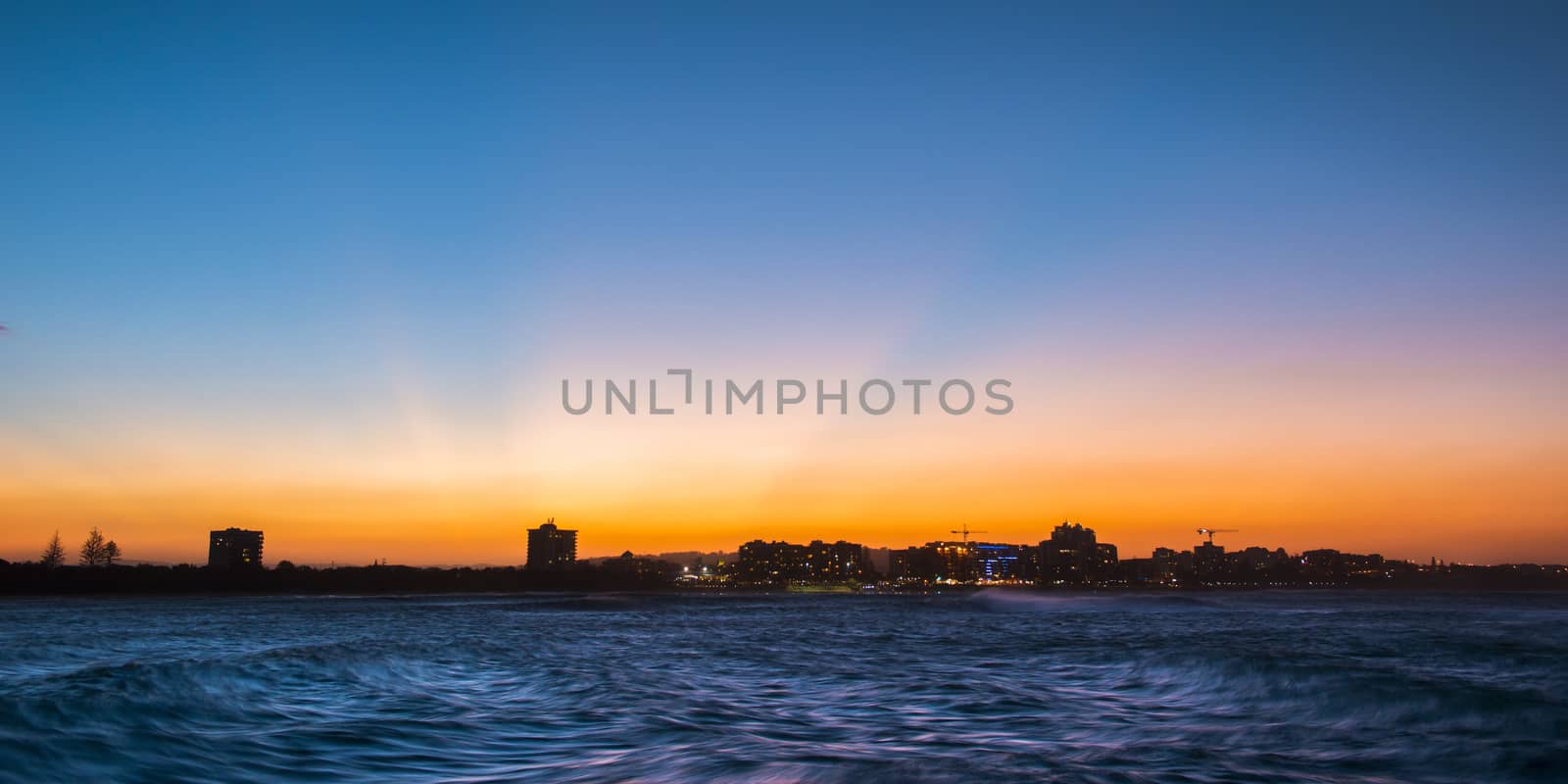 Mooloolaba beach at dusk. Sunshine Coast, Queensland.