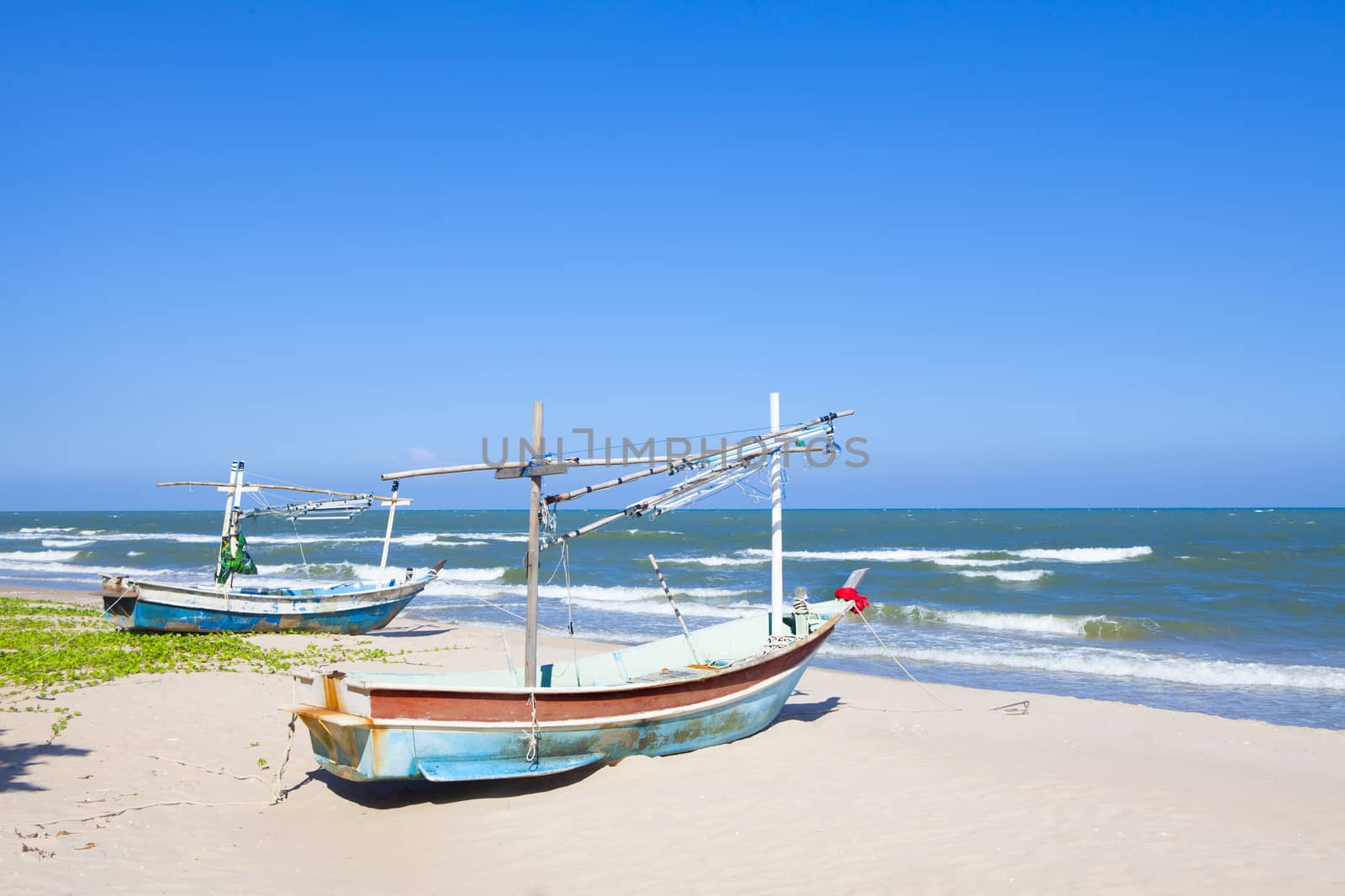 Small fishing boat. Thailand's fishermen. Lifestyle, occupation fisherman.