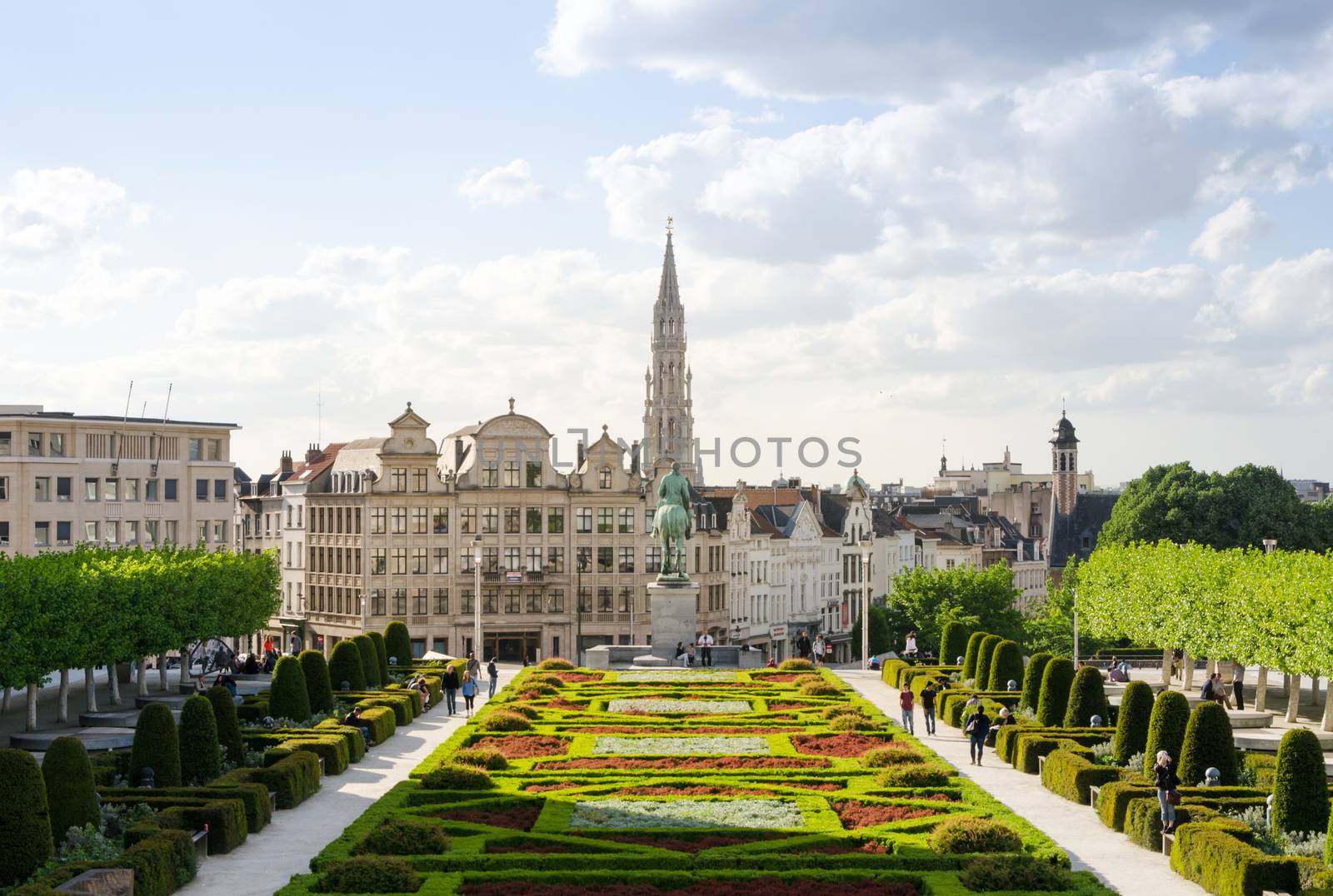 Brussels, Belgium - May 12, 2015: Tourist visit Kunstberg or Mont des Arts (Mount of the arts) gardens in Brussels, by siraanamwong