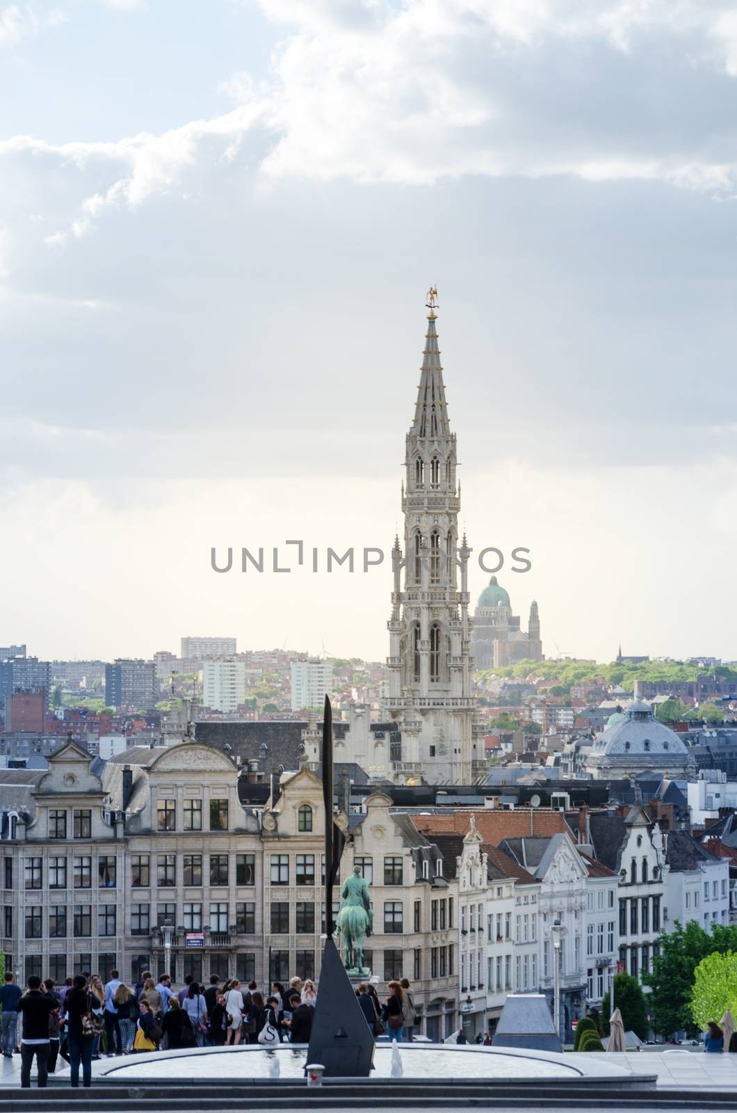 Brussels, Belgium - May 12, 2015: Tourist visit Kunstberg or Mont des Arts (Mount of the arts) gardens in Brussels, by siraanamwong