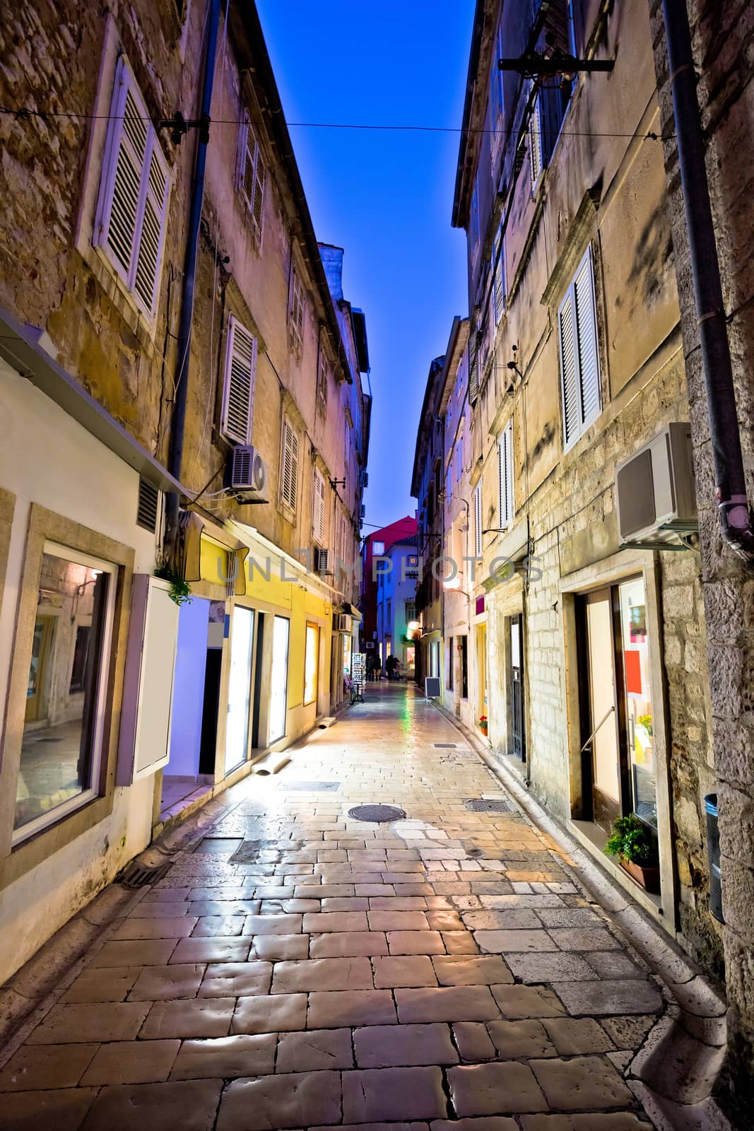 Old stone street of Zadar evening view, Dalmatia, Croatia