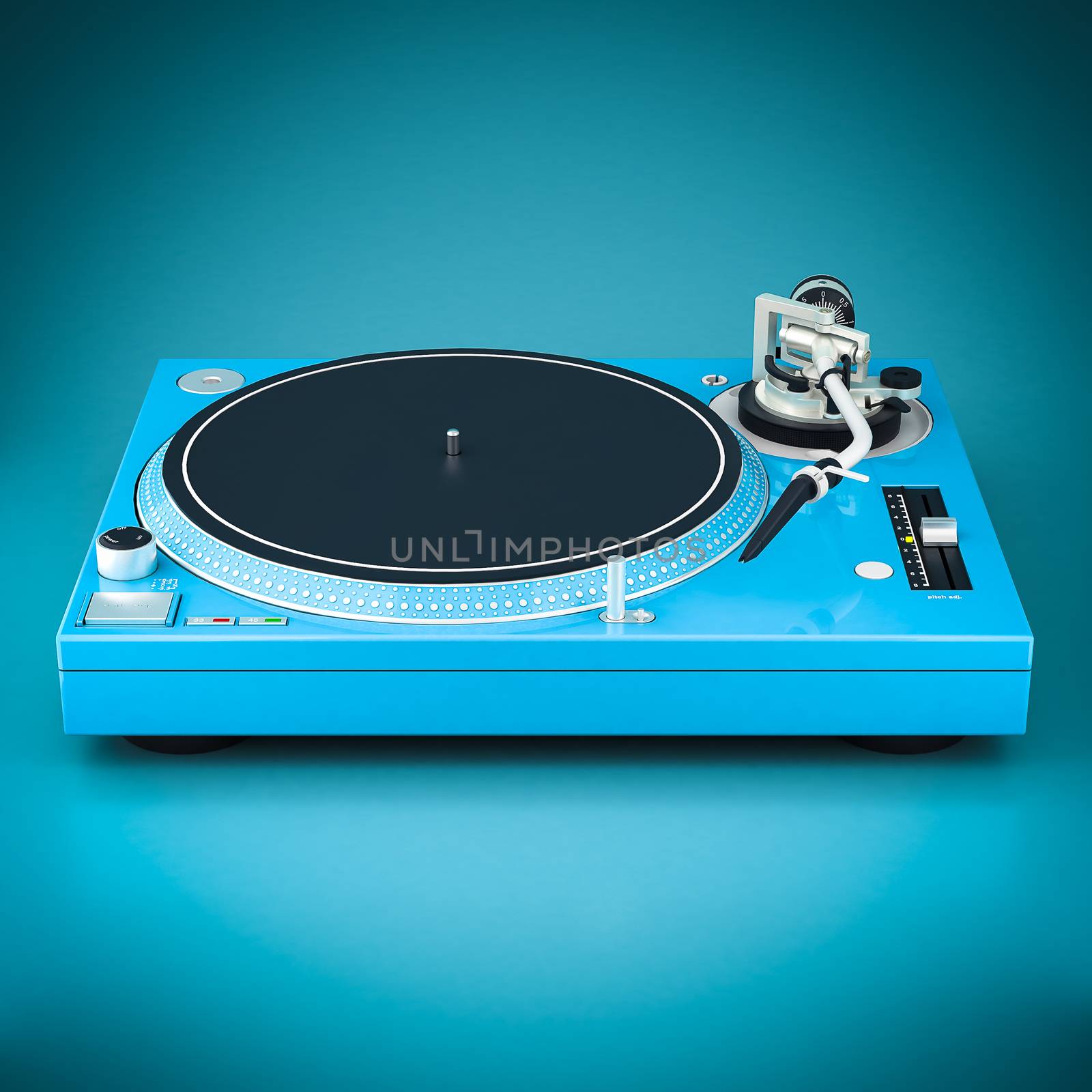 Beautiful DJ player on a blue background