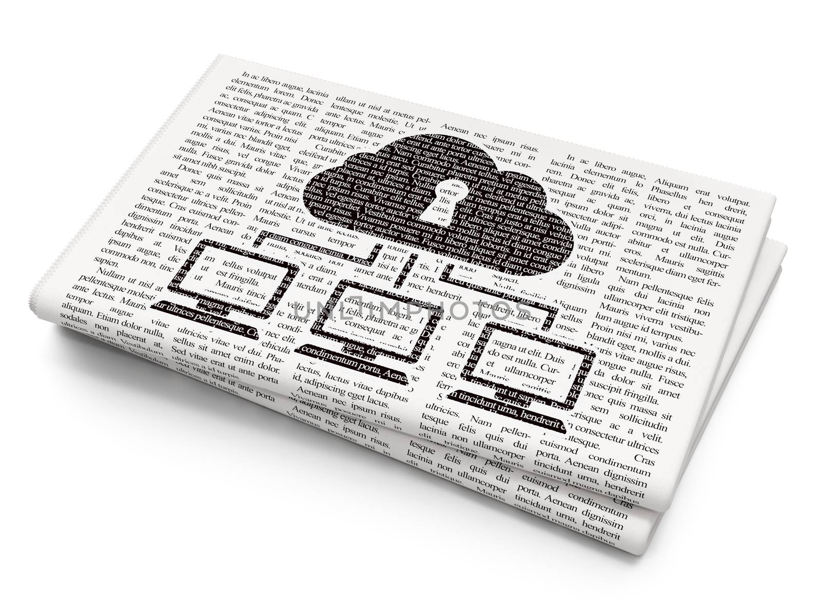 Privacy concept: Cloud Network on Newspaper background by maxkabakov