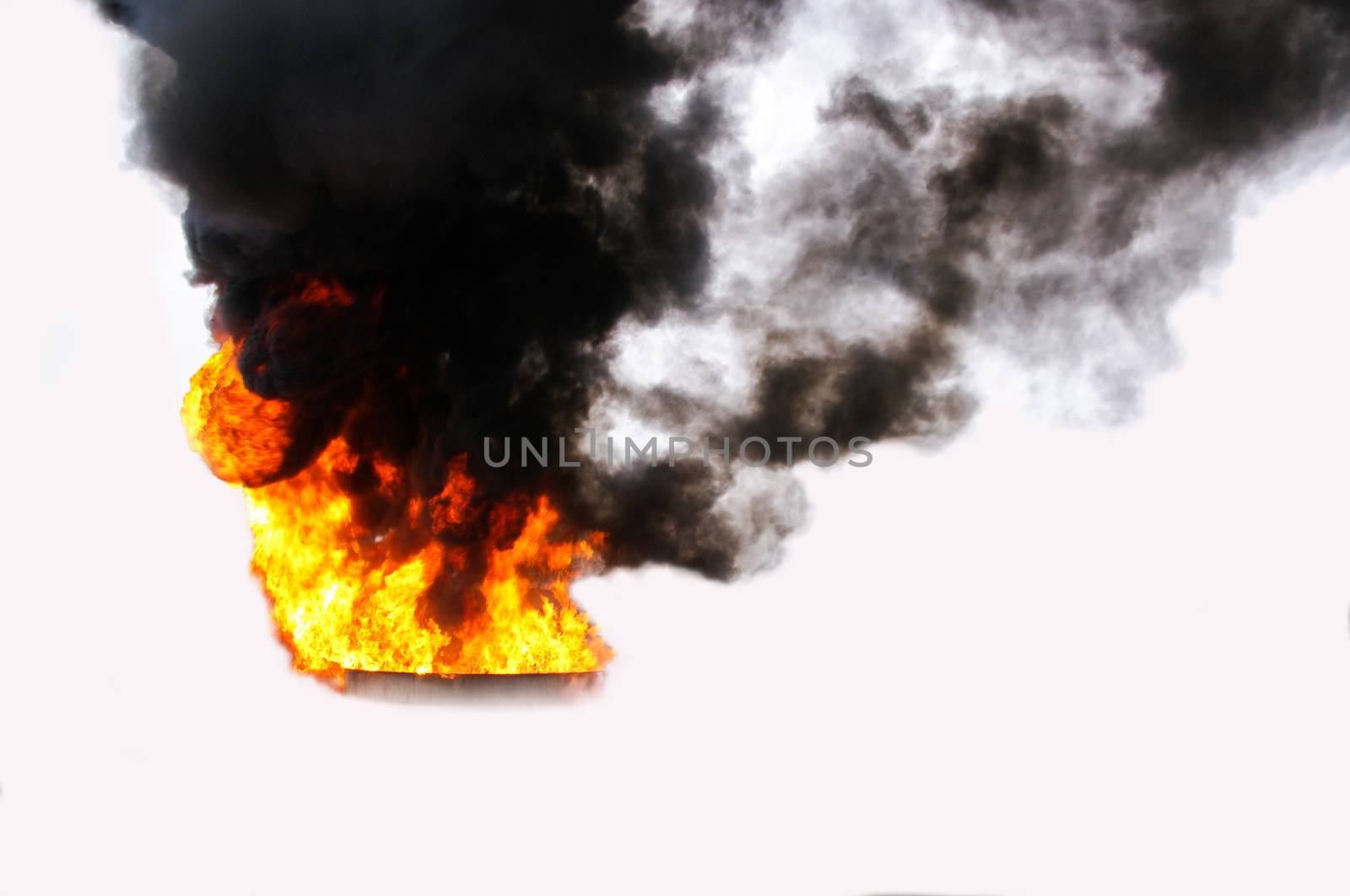 Blazing flames fire over black white background