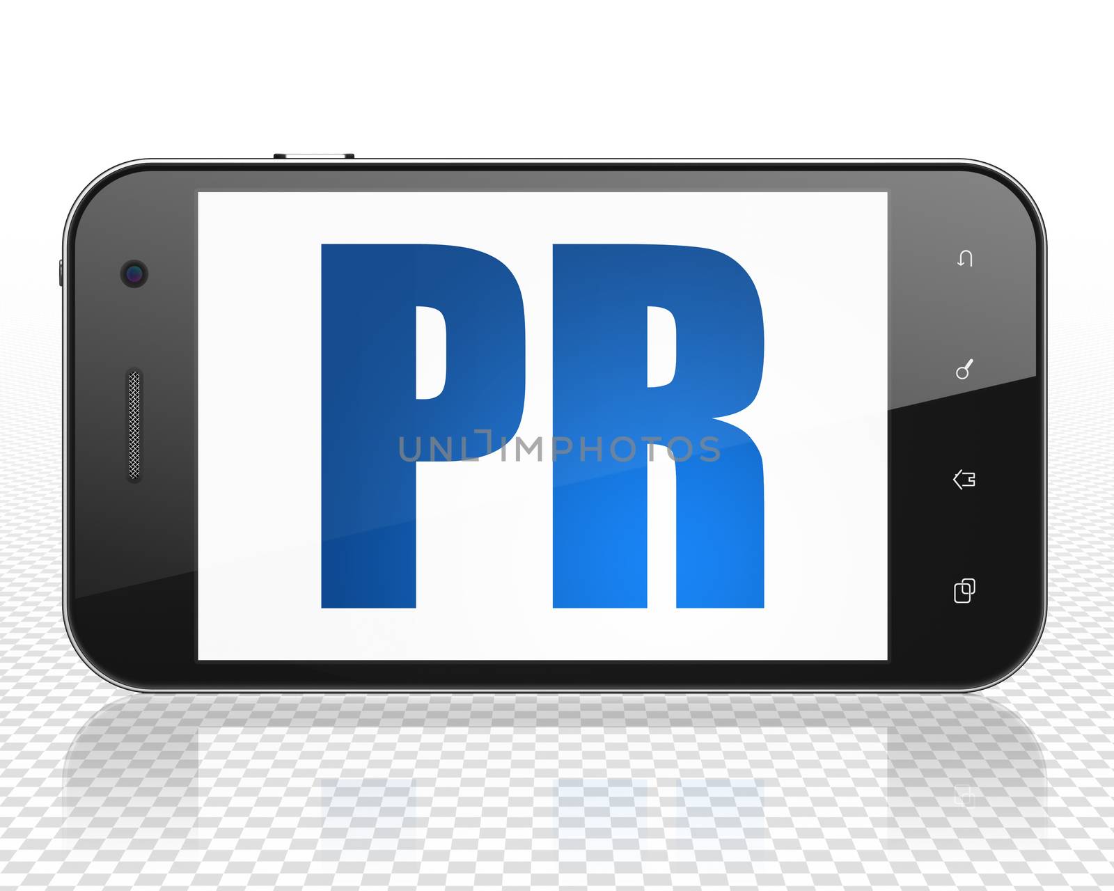 Marketing concept: Smartphone with PR on display by maxkabakov