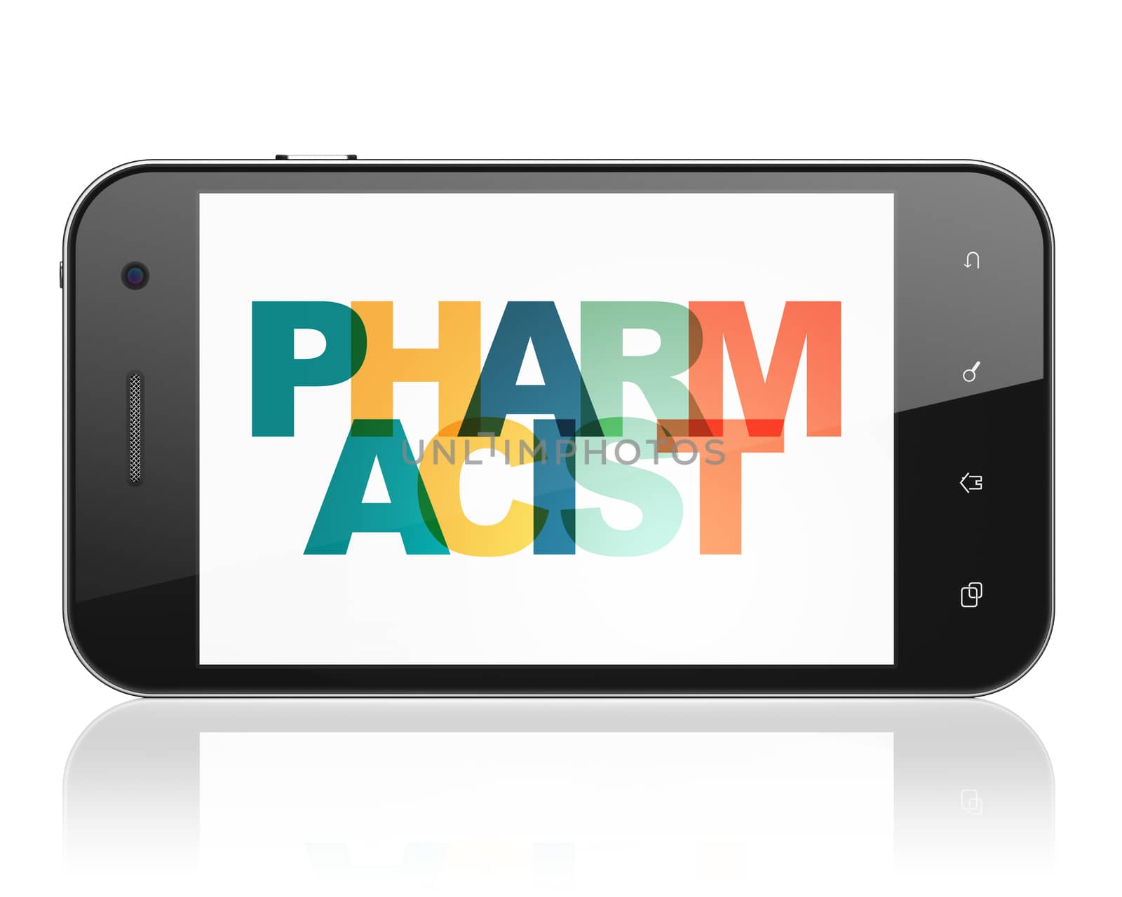 Healthcare concept: Smartphone with Pharmacist on  display by maxkabakov