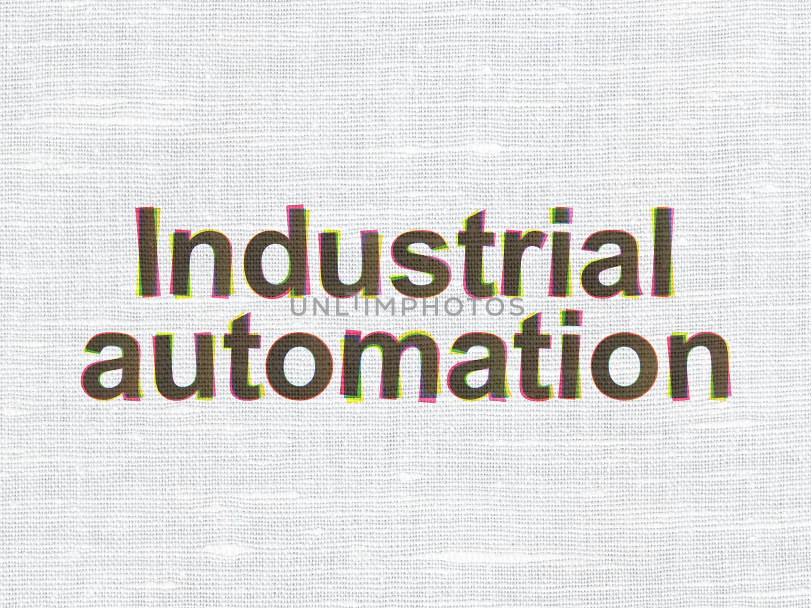 Industry concept: CMYK Industrial Automation on linen fabric texture background