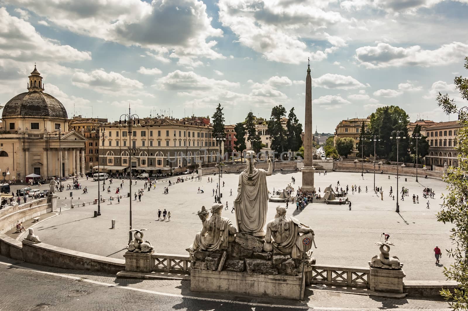 Piazza del Popolo named after the church of Santa Maria del Popolo in Rome, Italy