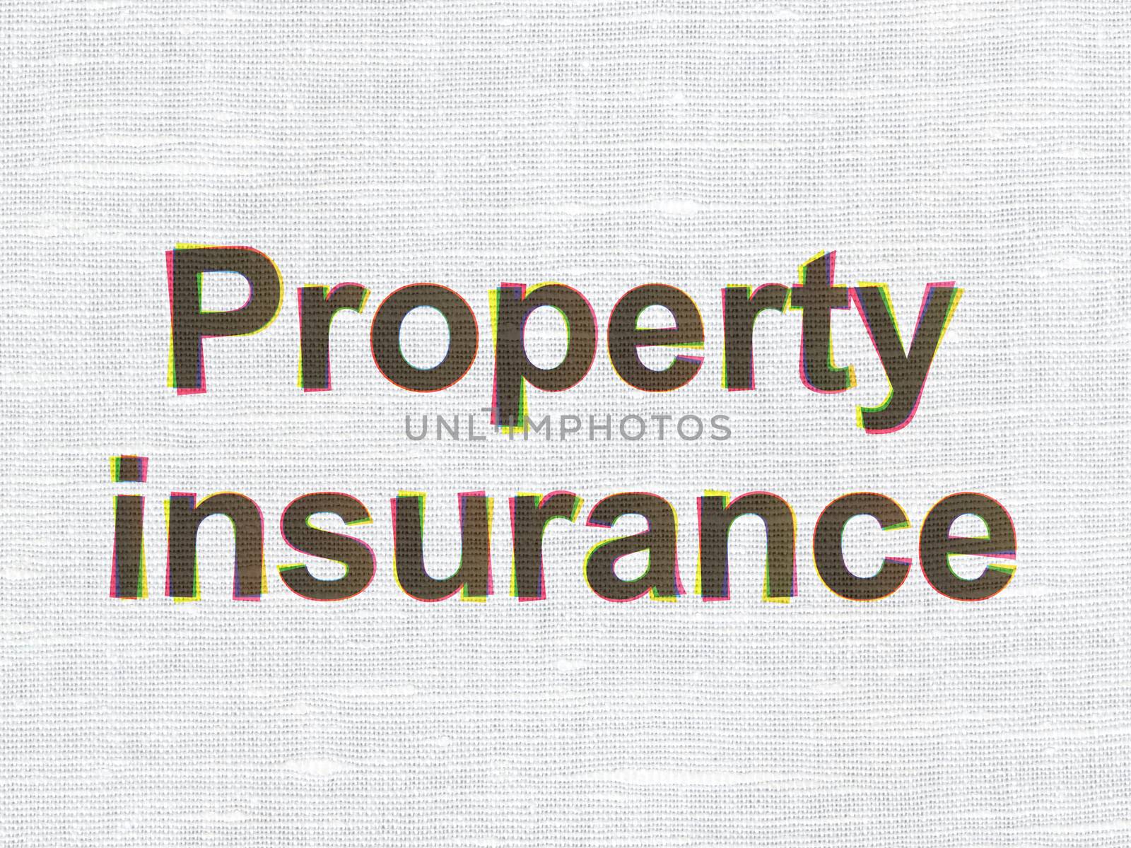 Insurance concept: Property Insurance on fabric texture background by maxkabakov