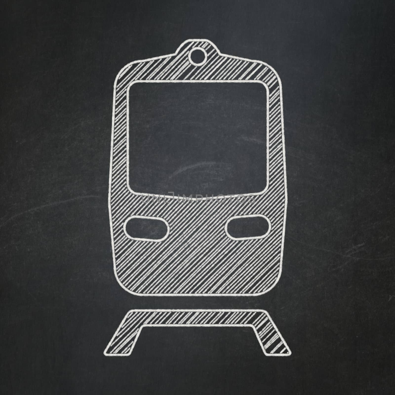 Travel concept: Train on chalkboard background by maxkabakov